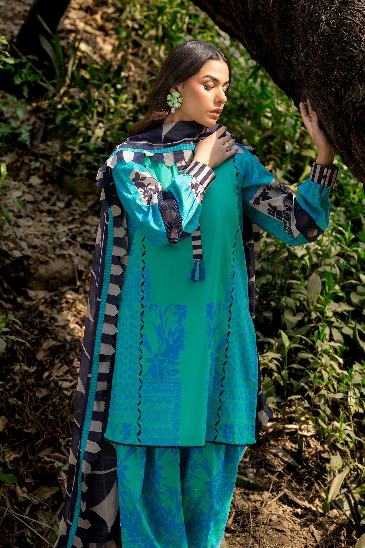 Charizma | C prints Lawn | CP5-17-Brand:Charizma-Type:Ladies Clothes-Bright Teal-Lawn-House of Maryam- Buy in UK, USA