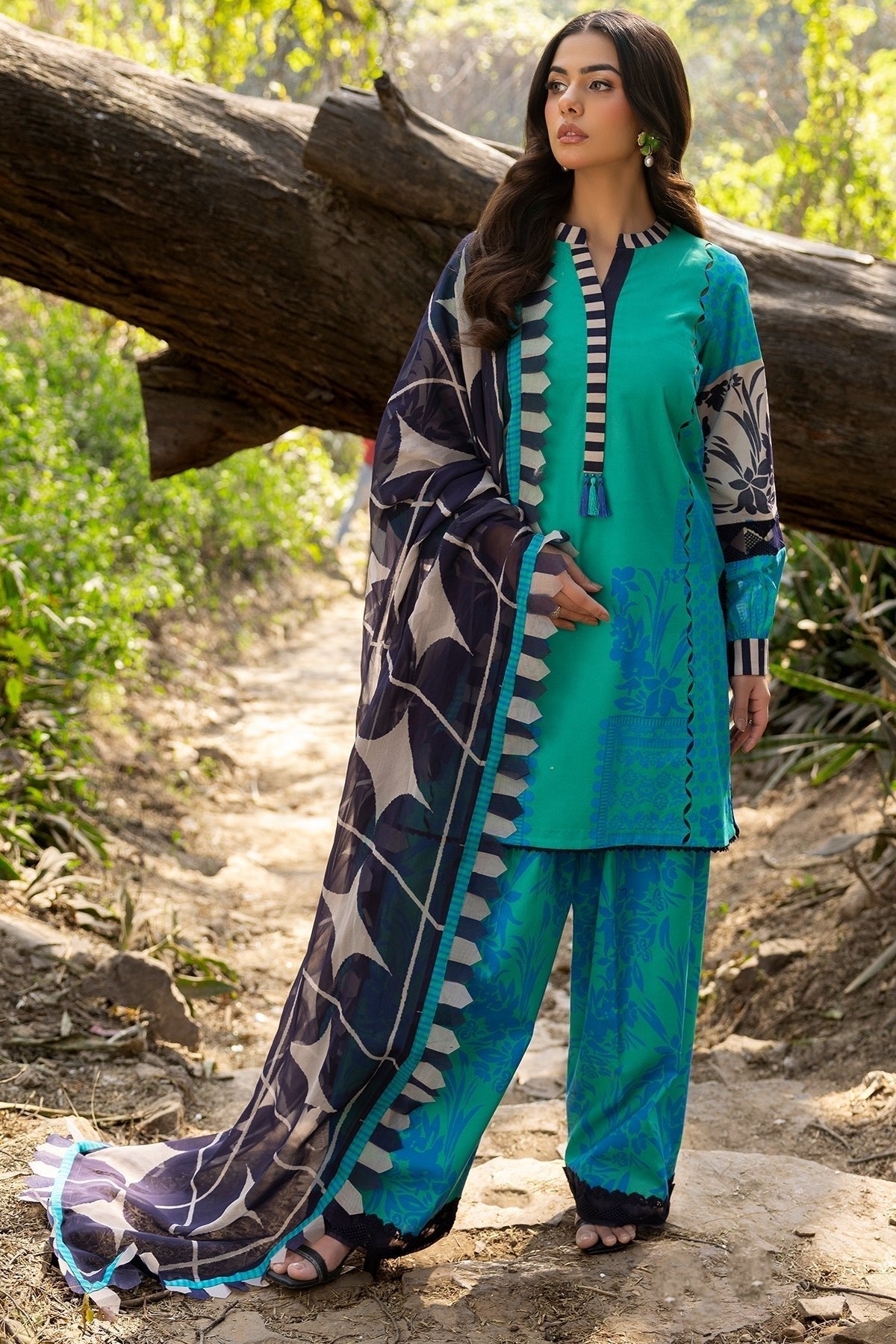 Charizma | C prints Lawn | CP5-17-Brand:Charizma-Type:Ladies Clothes-Bright Teal-Lawn-House of Maryam- Buy in UK, USA