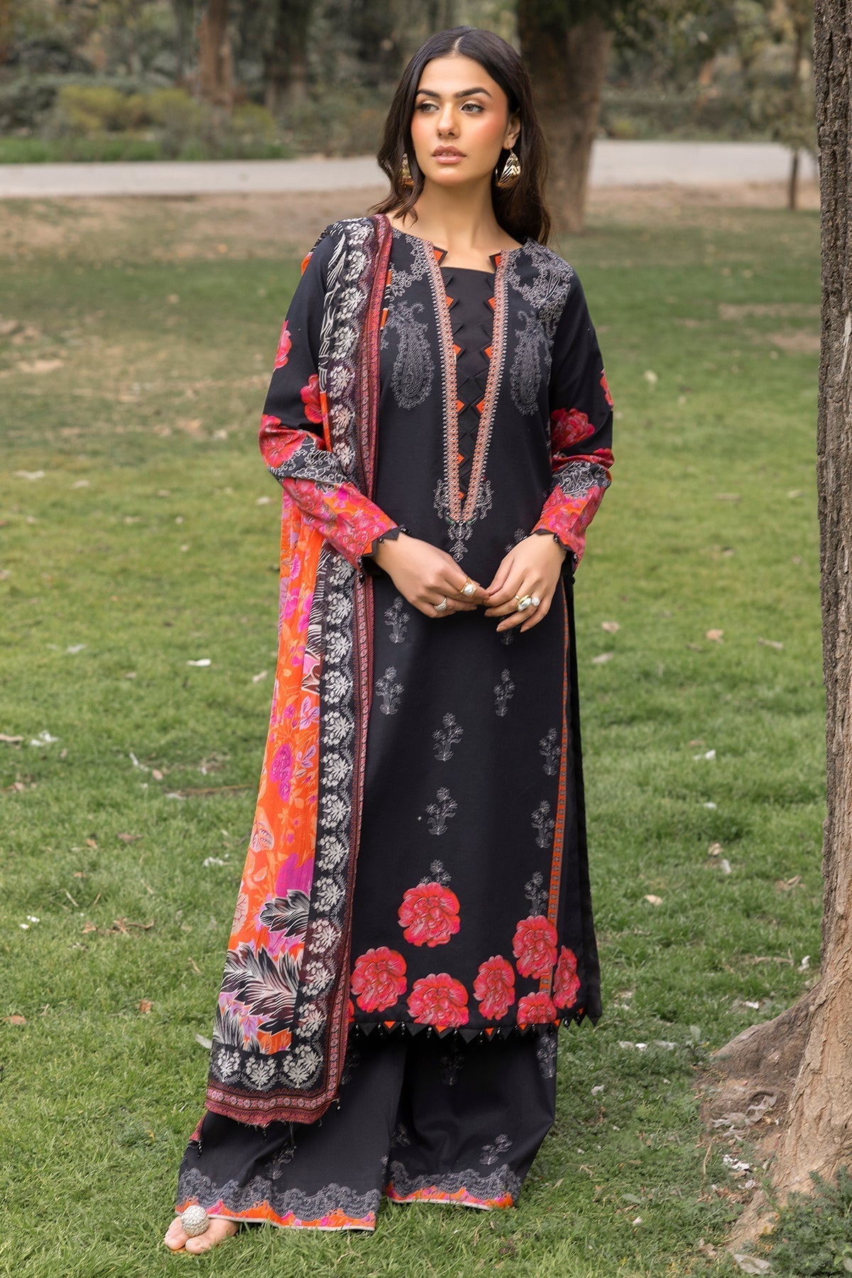 Charizma | C prints Lawn | CP5-18-Brand:Charizma-Type:Ladies Clothes-Black-Lawn-House of Maryam- Buy in UK, USA