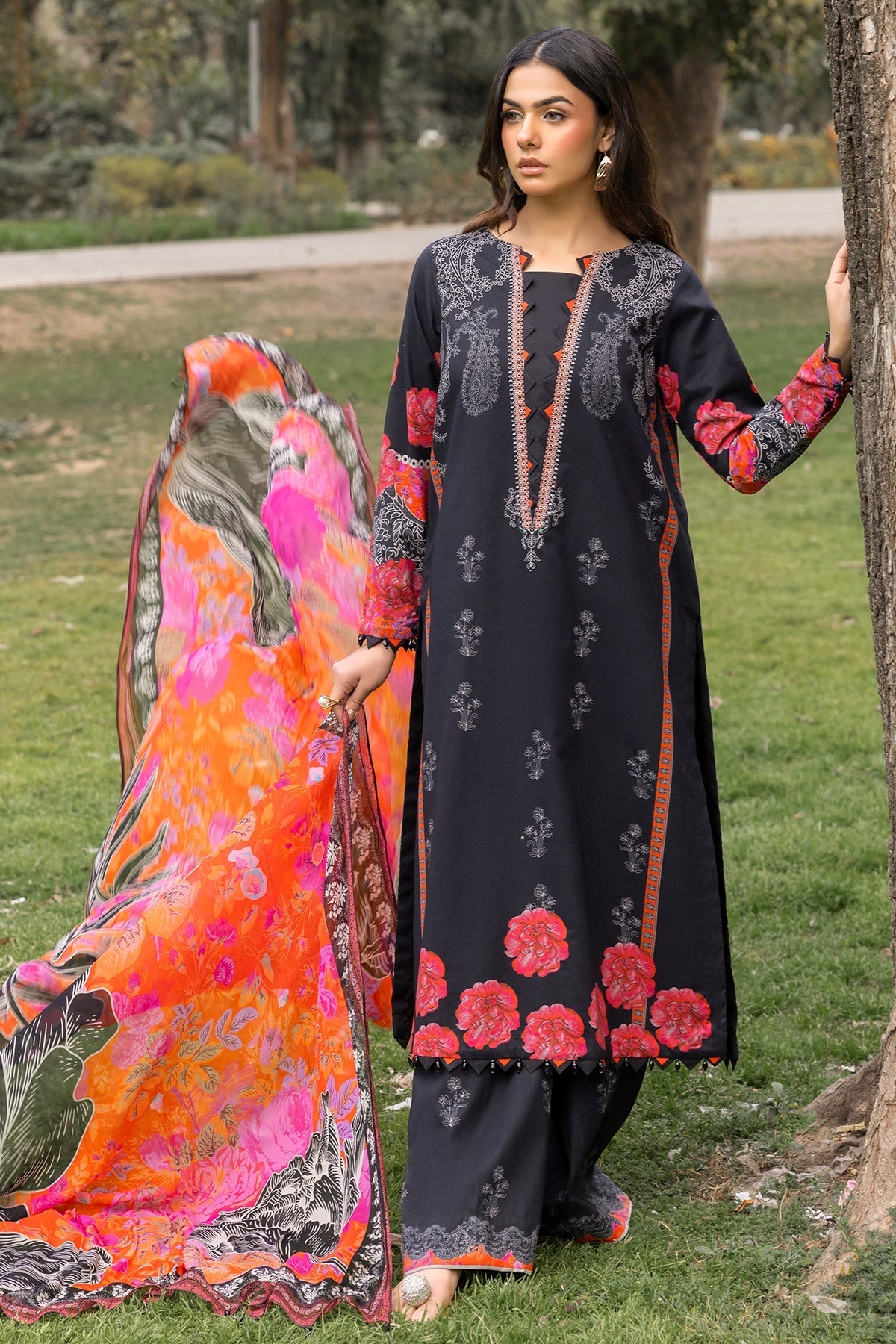 Charizma | C prints Lawn | CP5-18-Brand:Charizma-Type:Ladies Clothes-Black-Lawn-House of Maryam- Buy in UK, USA