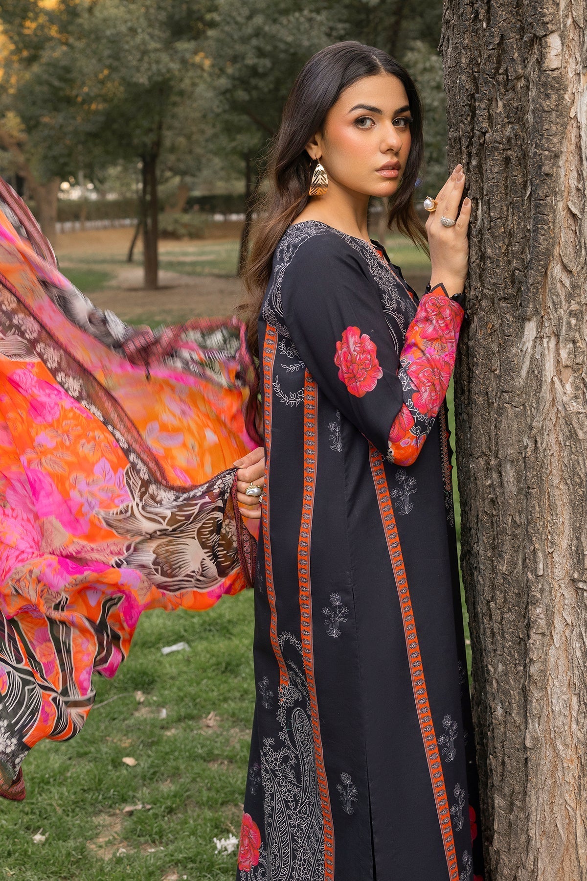 Charizma | C prints Lawn | CP5-18-Brand:Charizma-Type:Ladies Clothes-Black-Lawn-House of Maryam- Buy in UK, USA