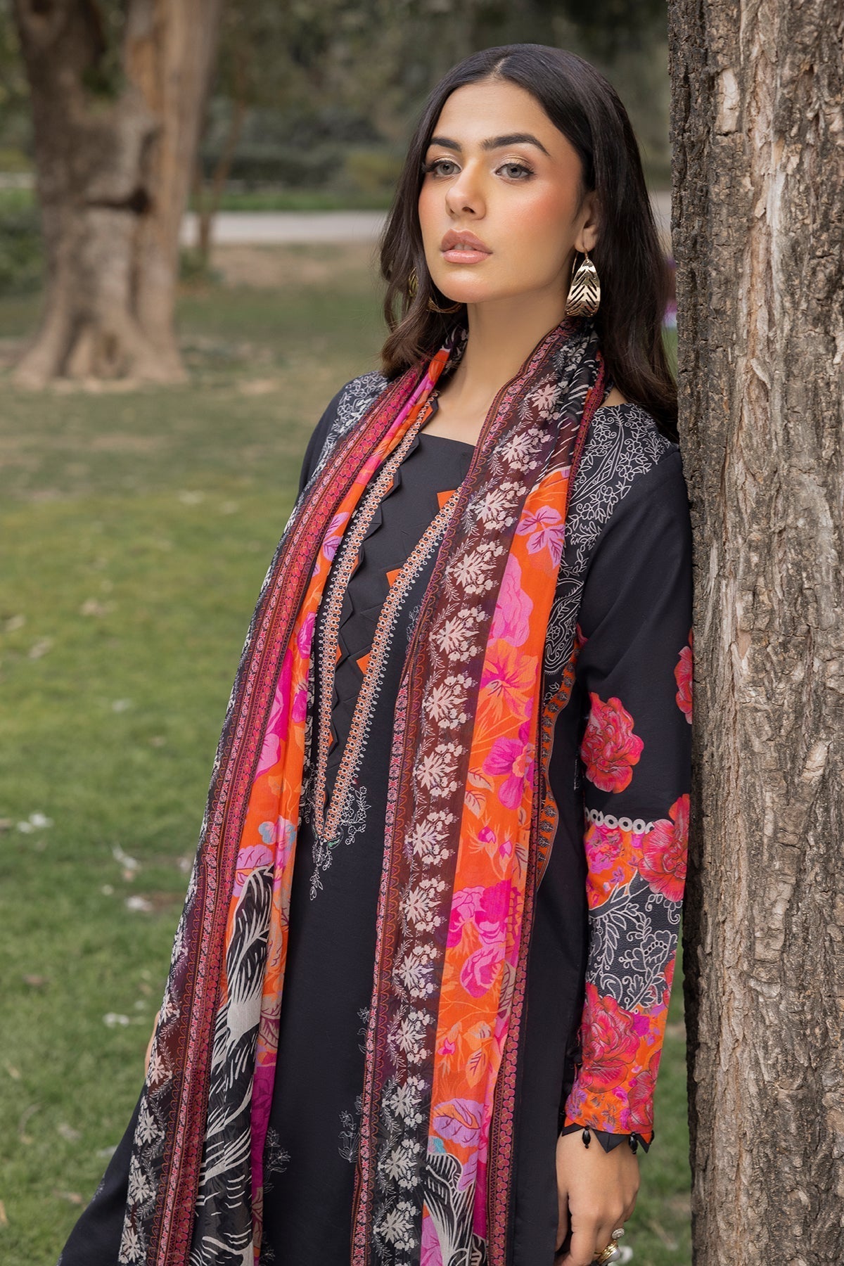 Charizma | C prints Lawn | CP5-18-Brand:Charizma-Type:Ladies Clothes-Black-Lawn-House of Maryam- Buy in UK, USA