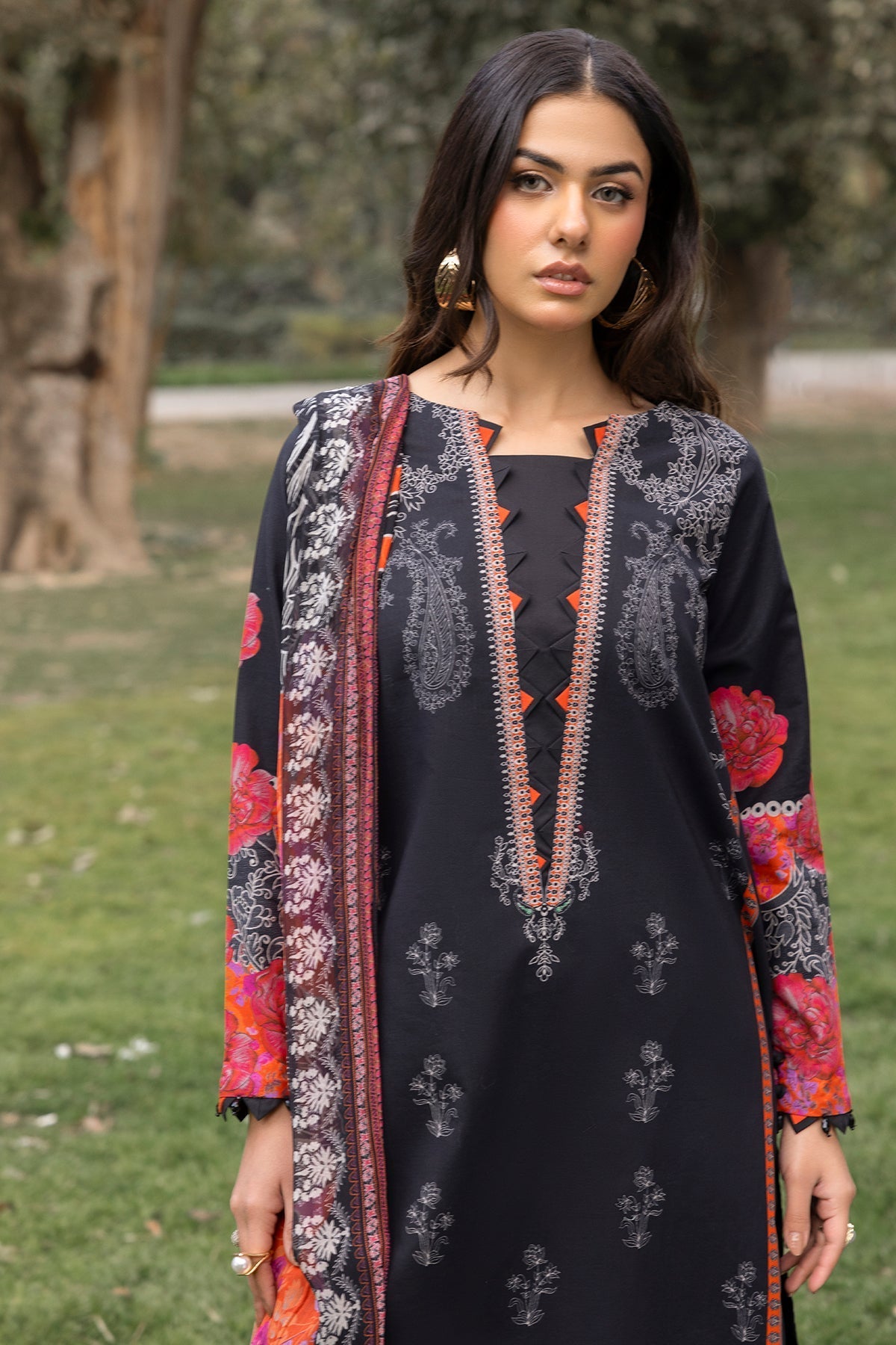 Charizma | C prints Lawn | CP5-18-Brand:Charizma-Type:Ladies Clothes-Black-Lawn-House of Maryam- Buy in UK, USA