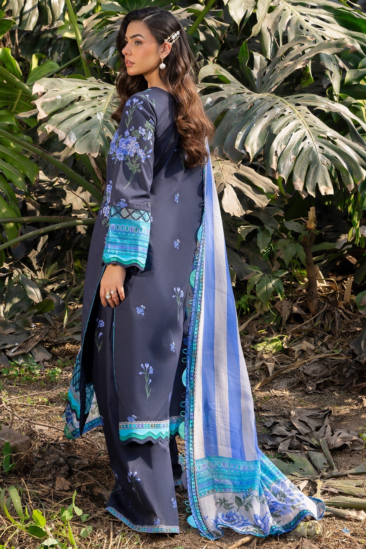 Charizma | C prints Lawn | CP5-19-Brand:Charizma-Type:Ladies Clothes-Navy-Lawn-House of Maryam- Buy in UK, USA