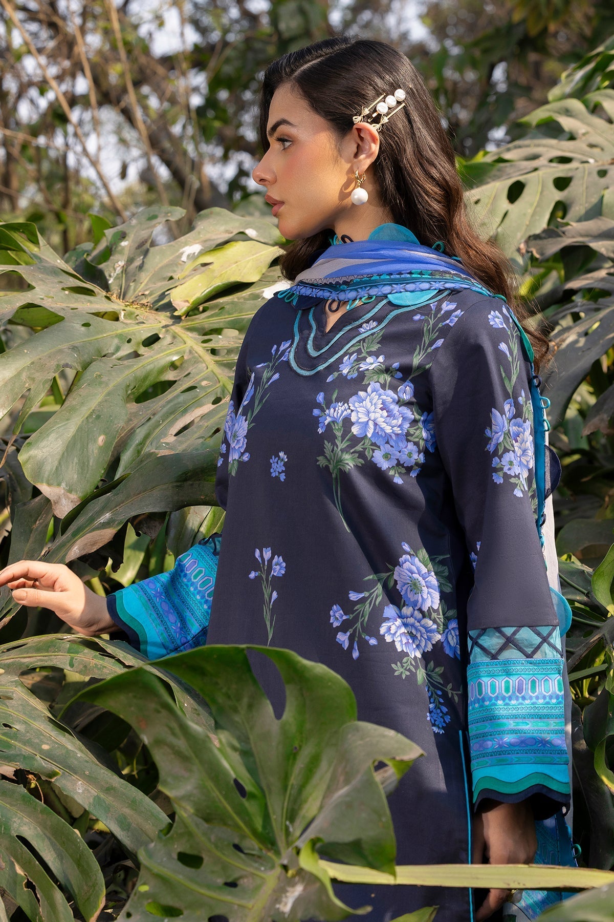 Charizma | C prints Lawn | CP5-19-Brand:Charizma-Type:Ladies Clothes-Navy-Lawn-House of Maryam- Buy in UK, USA