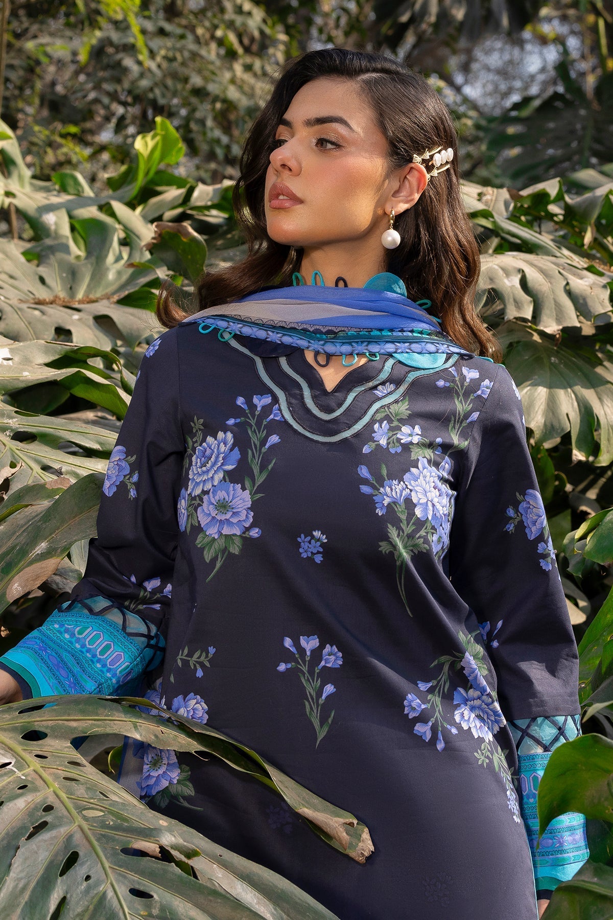 Charizma | C prints Lawn | CP5-19-Brand:Charizma-Type:Ladies Clothes-Navy-Lawn-House of Maryam- Buy in UK, USA