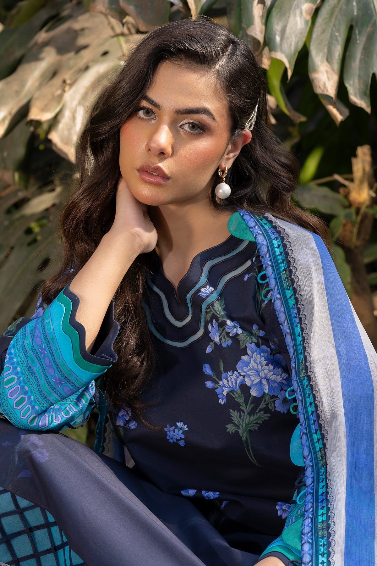 Charizma | C prints Lawn | CP5-19-Brand:Charizma-Type:Ladies Clothes-Navy-Lawn-House of Maryam- Buy in UK, USA