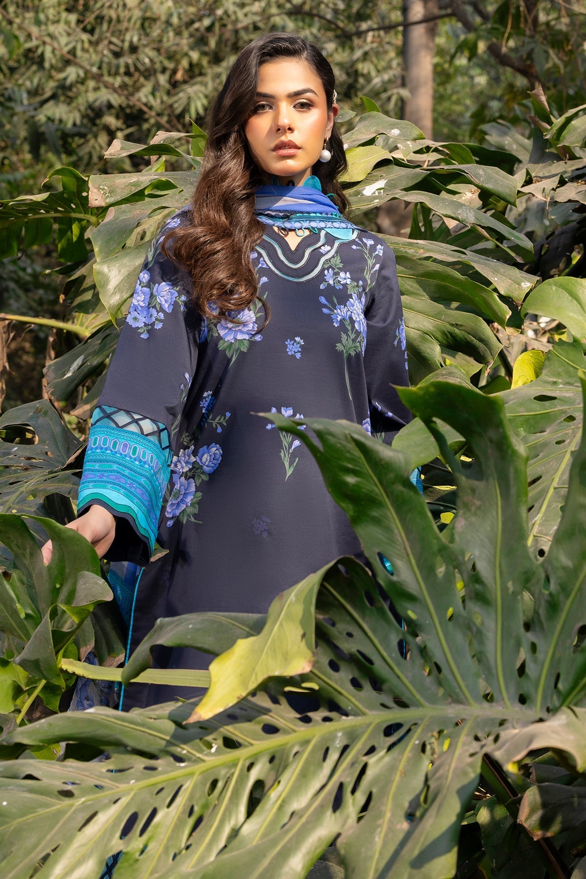 Charizma | C prints Lawn | CP5-19-Brand:Charizma-Type:Ladies Clothes-Navy-Lawn-House of Maryam- Buy in UK, USA