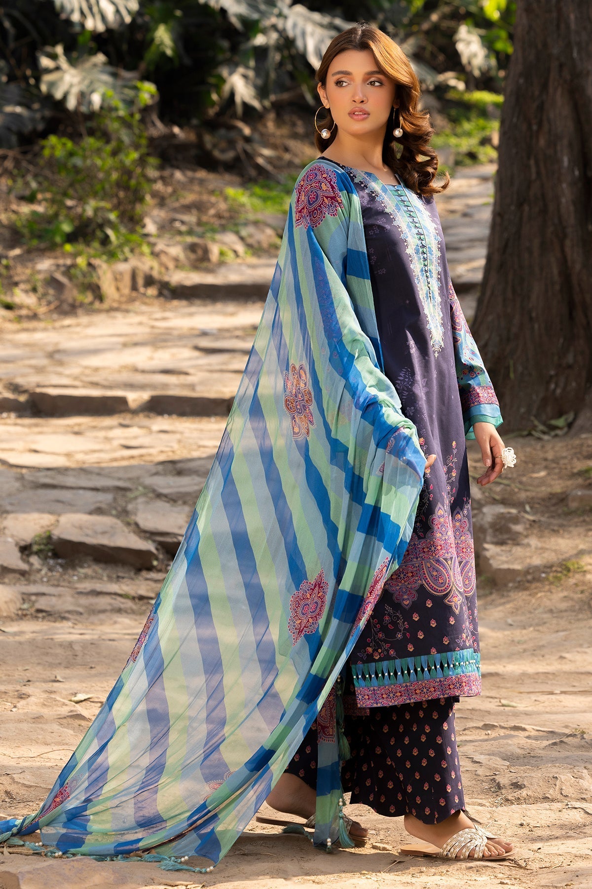Charizma | C prints Lawn | CP5-20-Brand:Charizma-Type:Ladies Clothes-Dark Purple-Lawn-House of Maryam- Buy in UK, USA