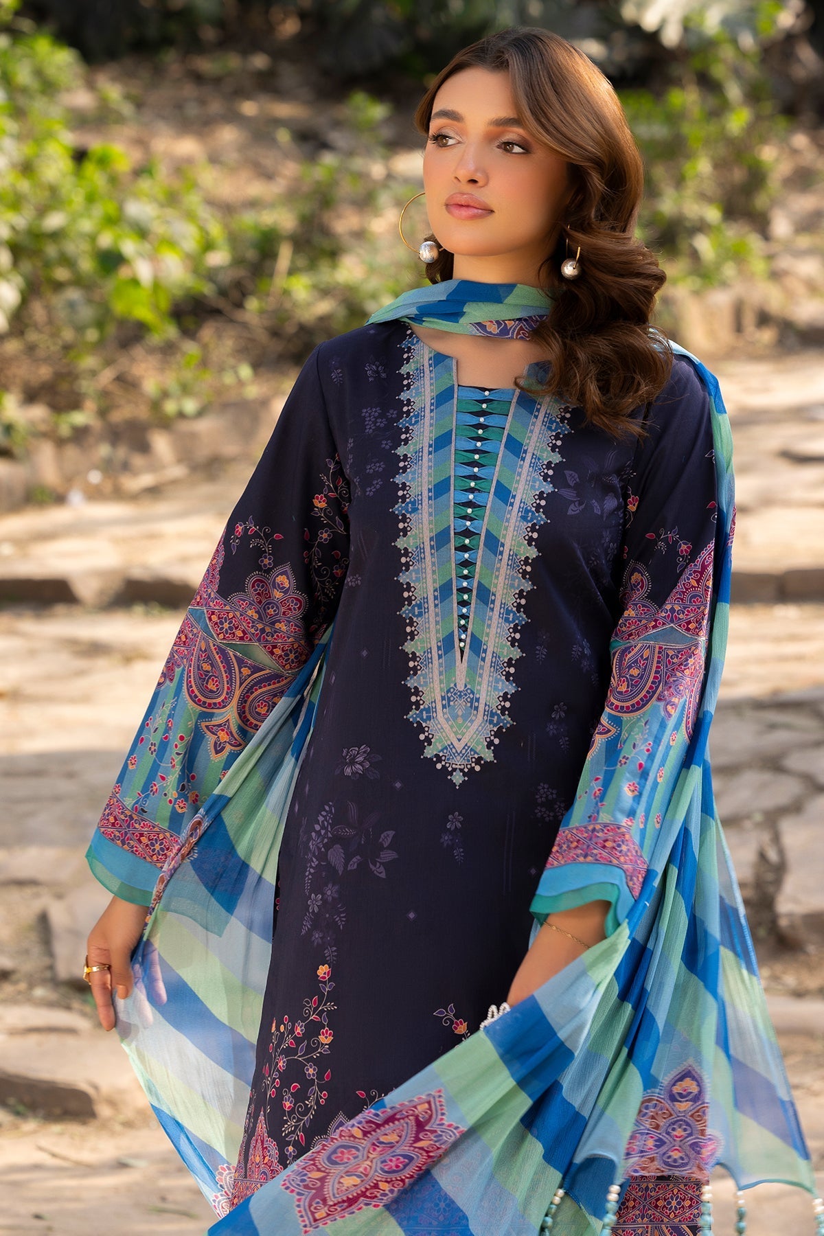 Charizma | C prints Lawn | CP5-20-Brand:Charizma-Type:Ladies Clothes-Dark Purple-Lawn-House of Maryam- Buy in UK, USA