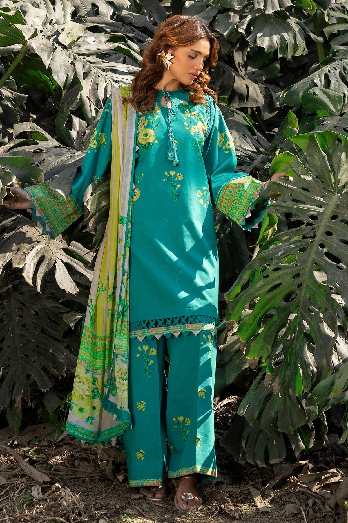 Charizma | C prints Lawn |CP5-21-Brand:Charizma-Type:Ladies Clothes-Teal Green-Lawn-House of Maryam- Buy in UK, USA