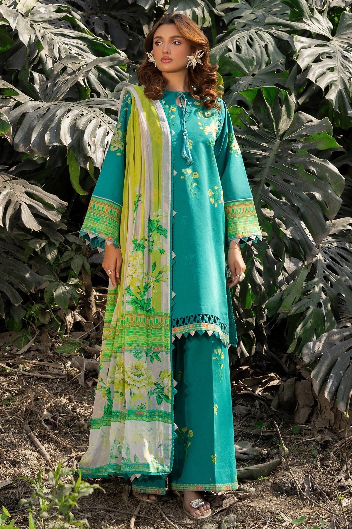 Charizma | C prints Lawn |CP5-21-Brand:Charizma-Type:Ladies Clothes-Teal Green-Lawn-House of Maryam- Buy in UK, USA