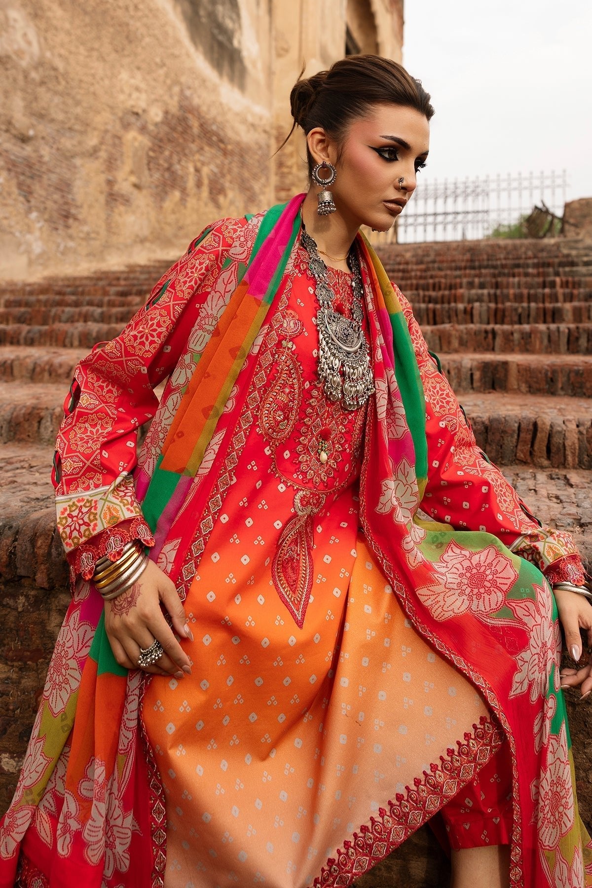 Charizma | Chunri Collection | CHN6-06-Brand:Charizma-Type:Ladies Clothes-Electric Red-Lawn-House of Maryam- Buy in UK, USA