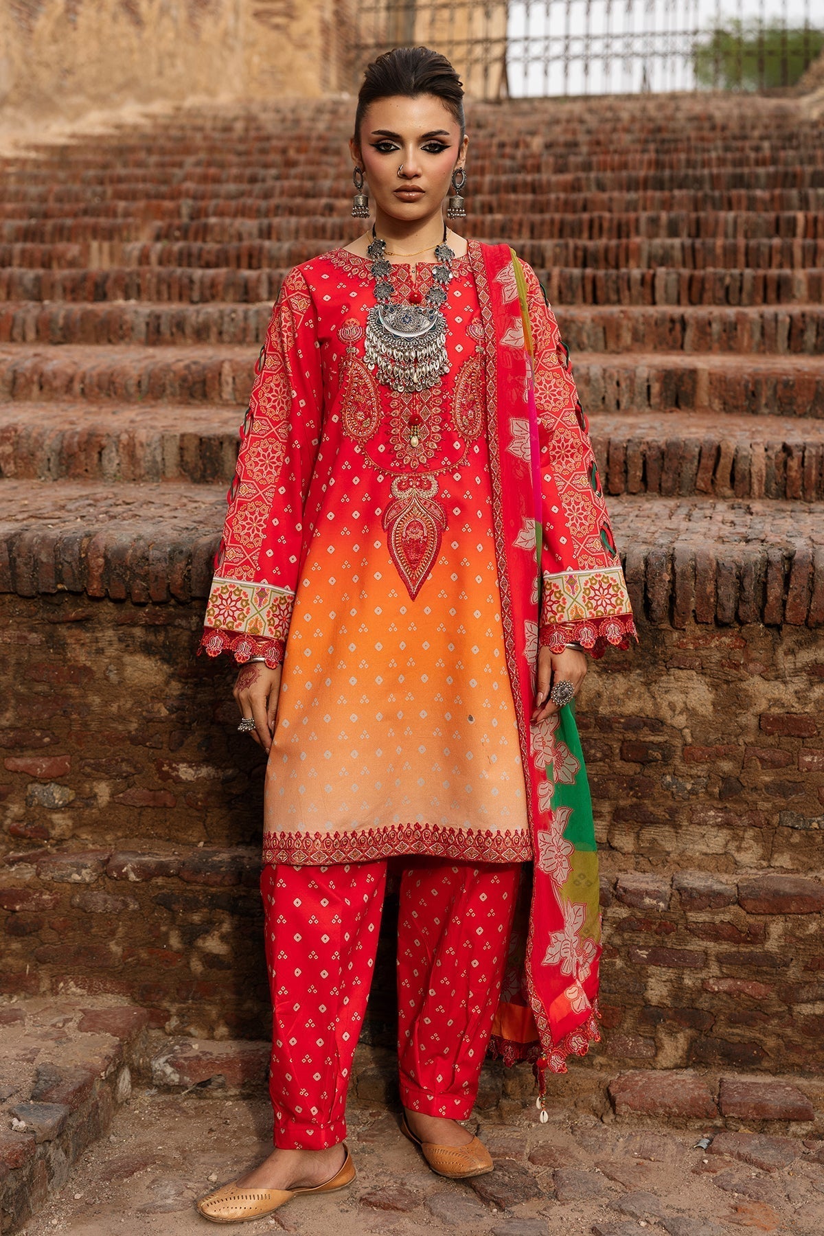 Charizma | Chunri Collection | CHN6-06-Brand:Charizma-Type:Ladies Clothes-Electric Red-Lawn-House of Maryam- Buy in UK, USA