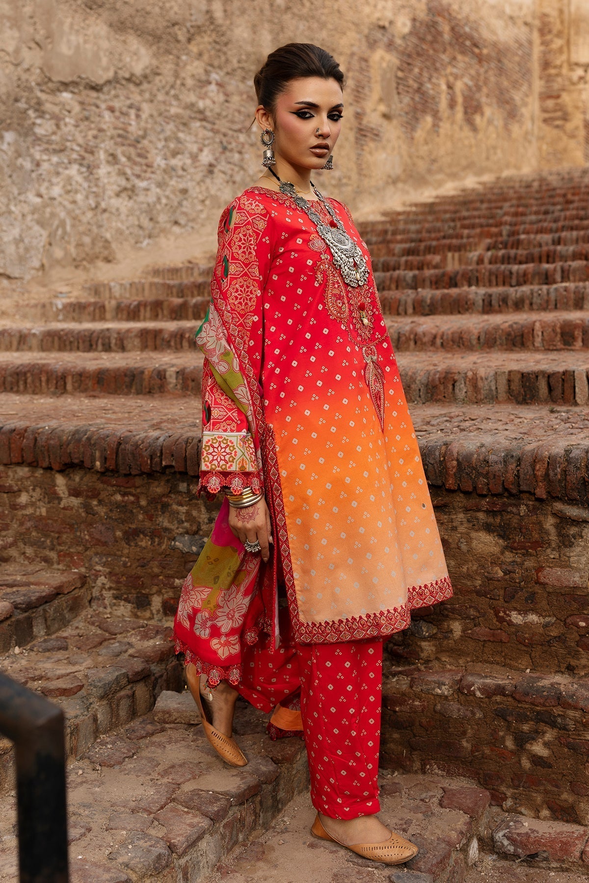 Charizma | Chunri Collection | CHN6-06-Brand:Charizma-Type:Ladies Clothes-Electric Red-Lawn-House of Maryam- Buy in UK, USA