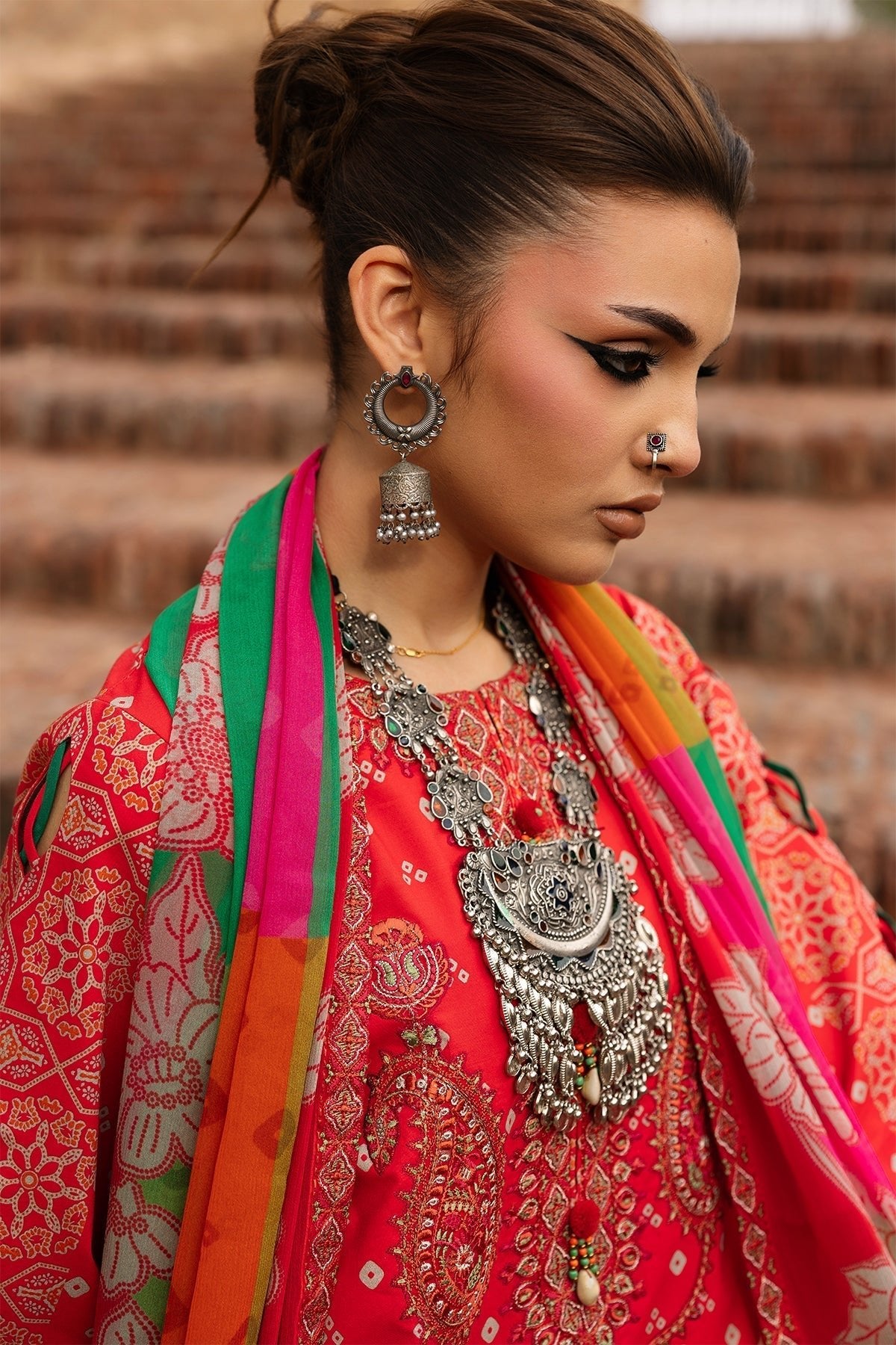 Charizma | Chunri Collection | CHN6-06-Brand:Charizma-Type:Ladies Clothes-Electric Red-Lawn-House of Maryam- Buy in UK, USA