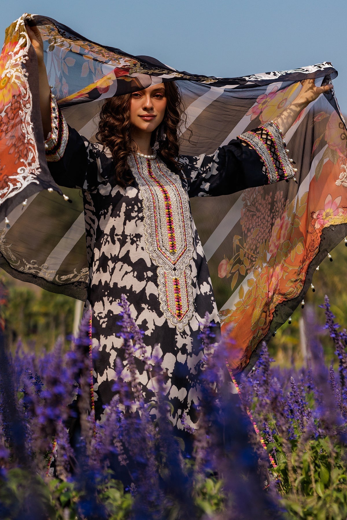Charizma | Combination 25 | CC5-01-Brand:Charizma-Type:Ladies Clothes-Black-Lawn-House of Maryam- Buy in UK, USA