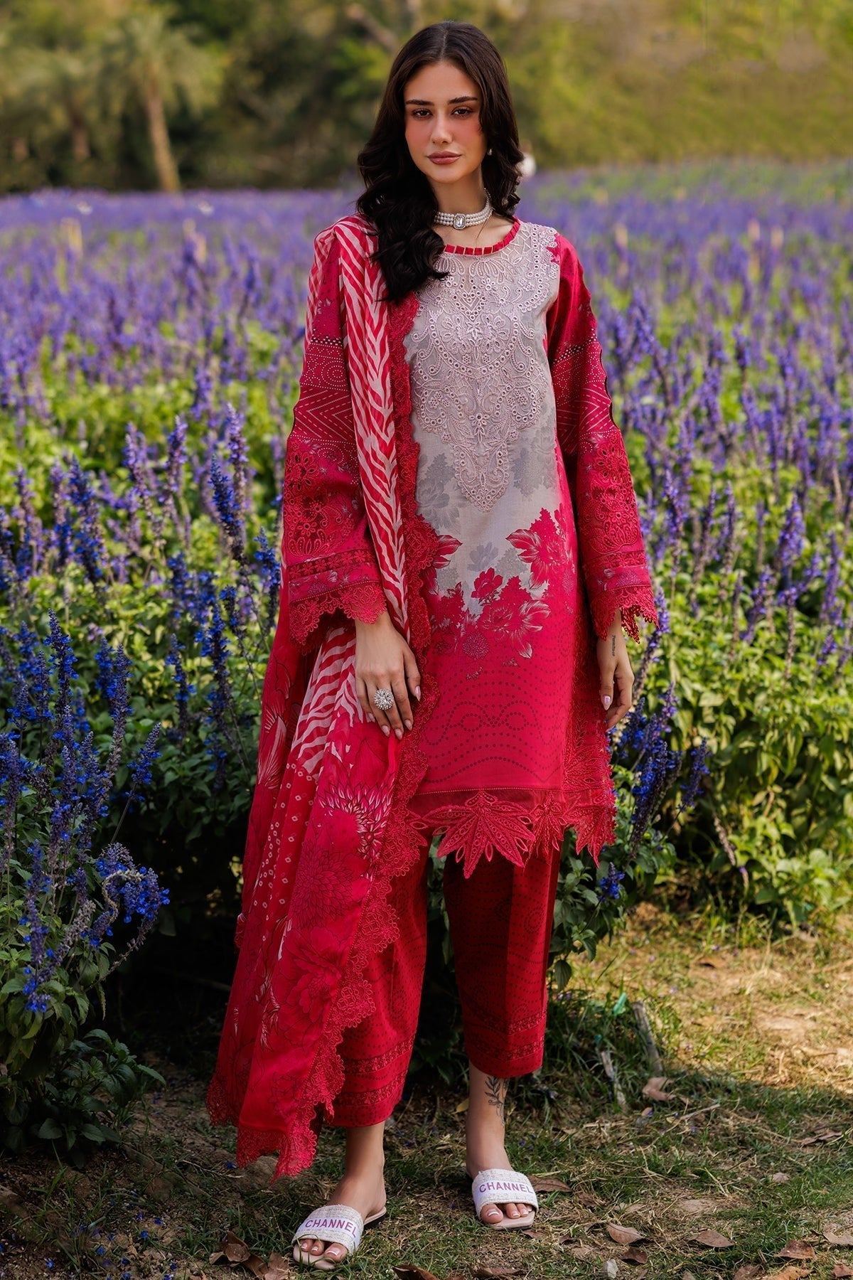 Charizma | Combination 25 | CC5-02-Brand:Charizma-Type:Ladies Clothes-Red-Lawn-House of Maryam- Buy in UK, USA