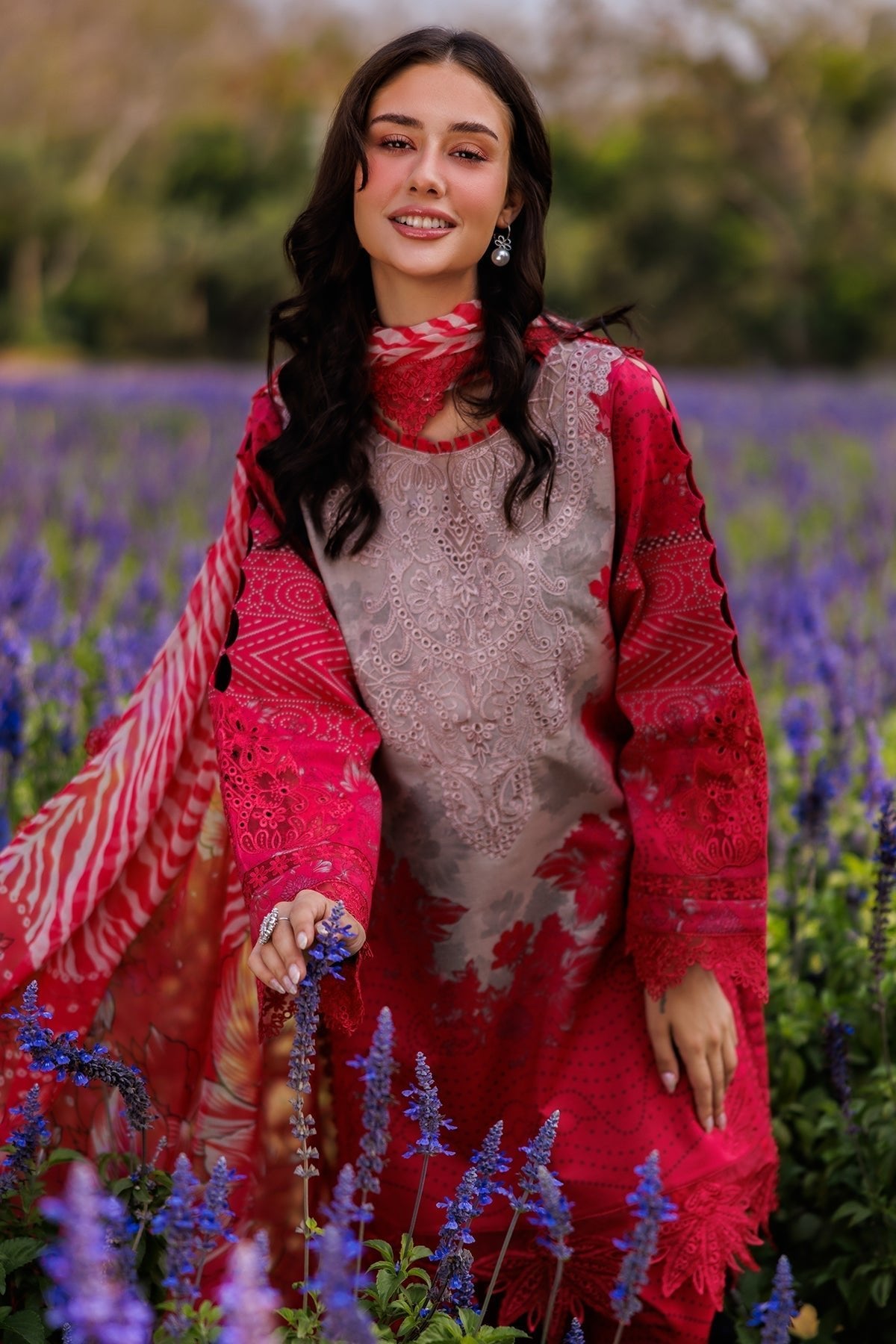 Charizma | Combination 25 | CC5-02-Brand:Charizma-Type:Ladies Clothes-Red-Lawn-House of Maryam- Buy in UK, USA