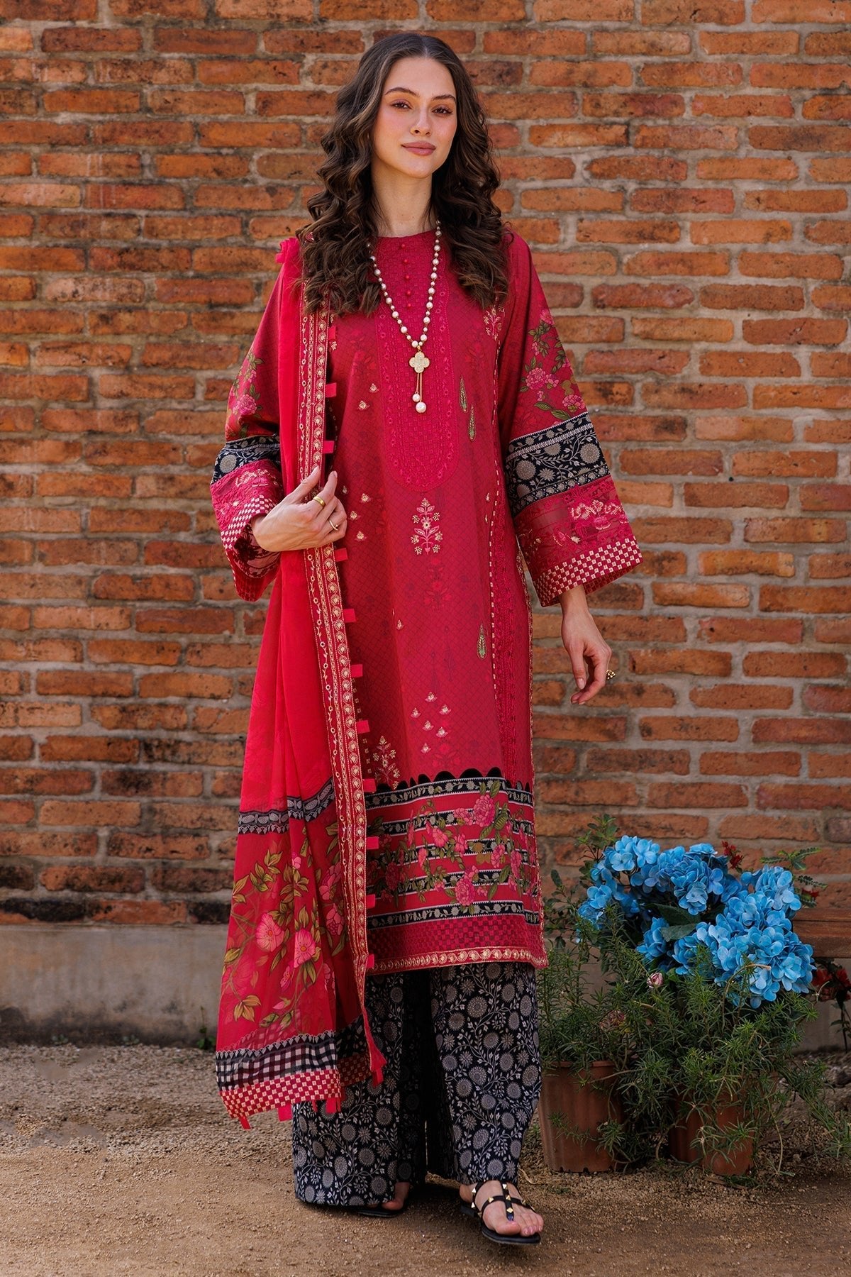 Charizma | Combination 25 | CC5-04-Brand:Charizma-Type:Ladies Clothes-Blood Red-Lawn-House of Maryam- Buy in UK, USA