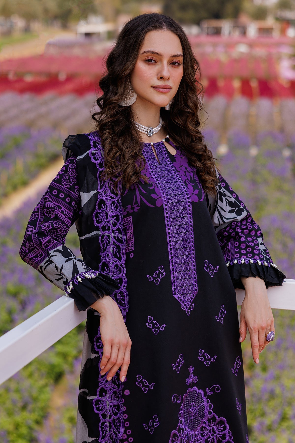 Charizma | Combination 25 | CC5-06-Brand:Charizma-Type:Ladies Clothes-Dark Purple-Lawn-House of Maryam- Buy in UK, USA