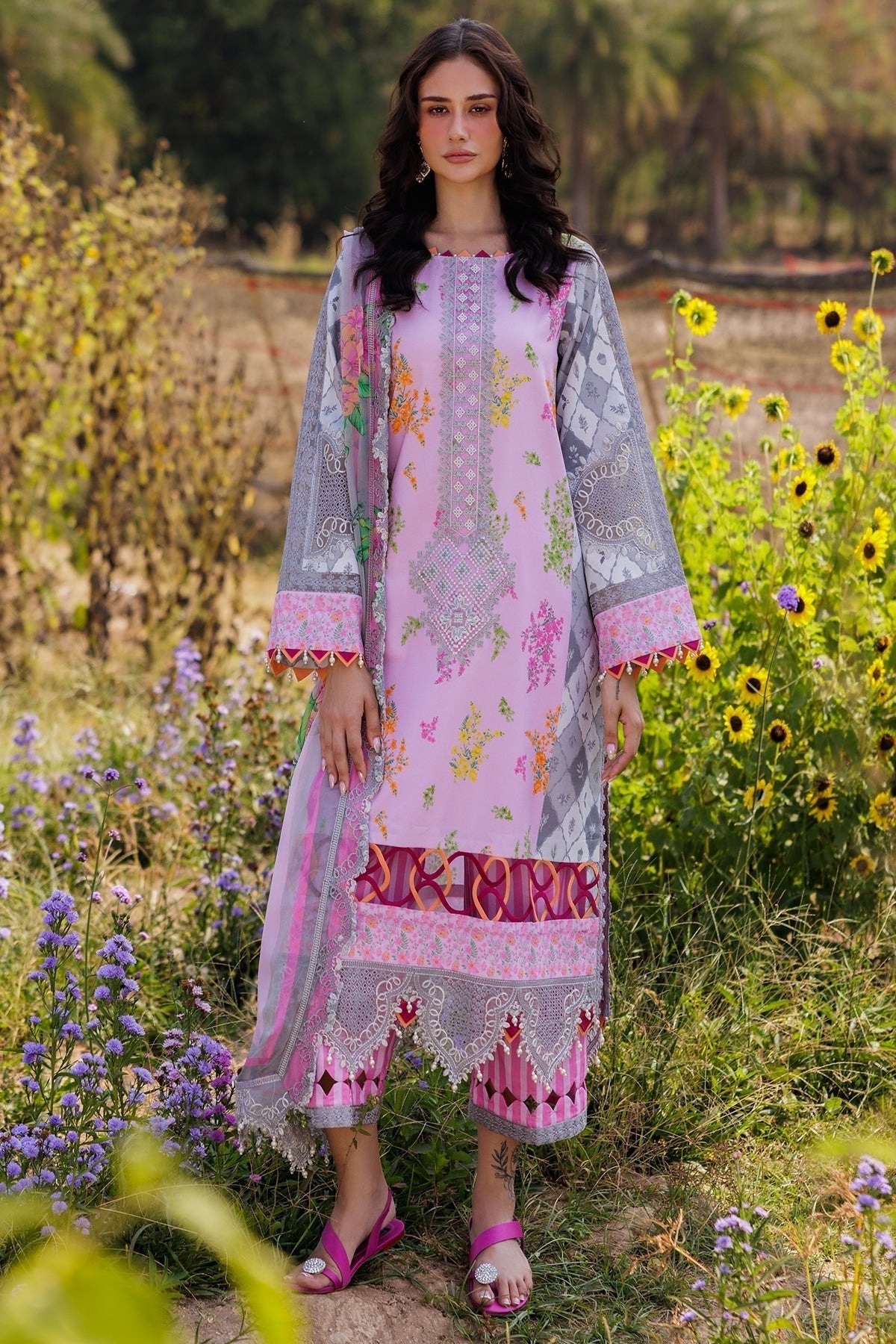 Charizma | Combination 25 | CC5-07-Brand:Charizma-Type:Ladies Clothes-Lilac-Lawn-House of Maryam- Buy in UK, USA