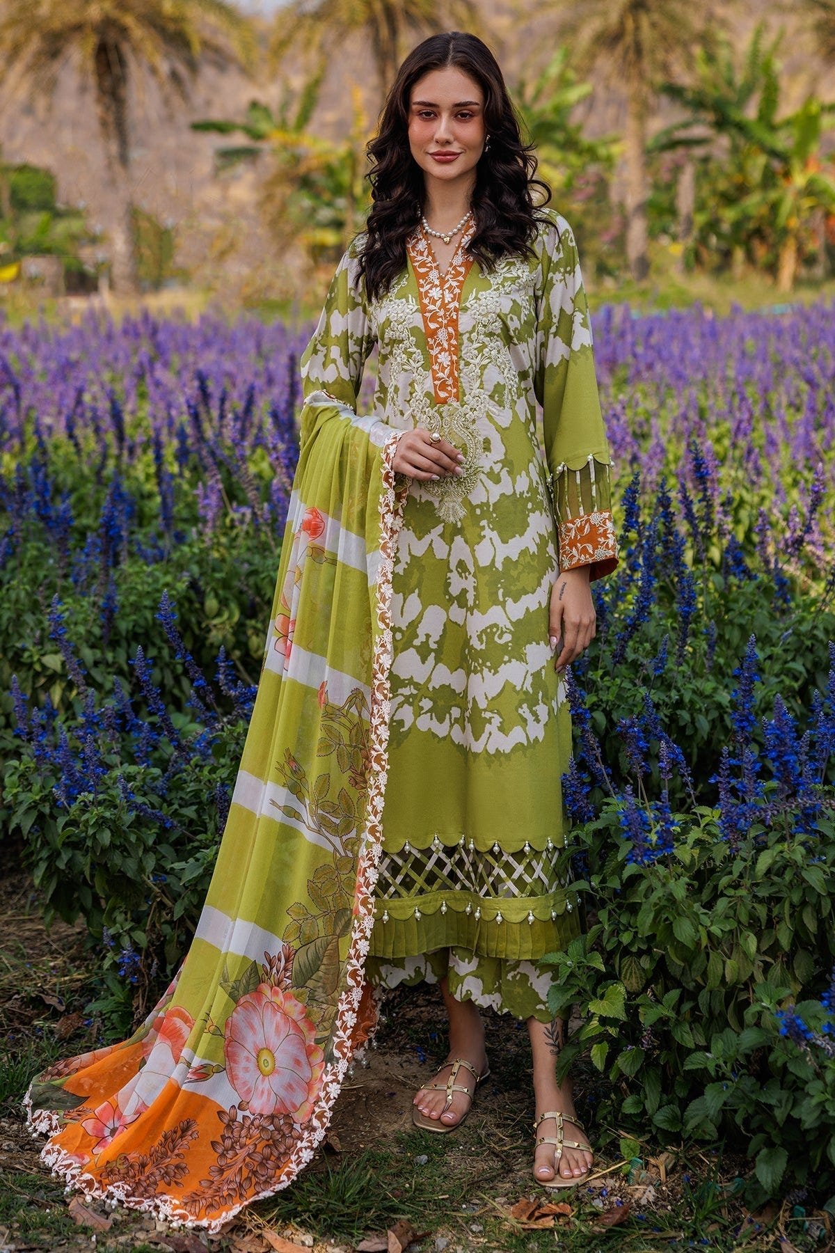 Charizma | Combination 25 | CC5-08-Brand:Charizma-Type:Ladies Clothes-Apple Green-Lawn-House of Maryam- Buy in UK, USA