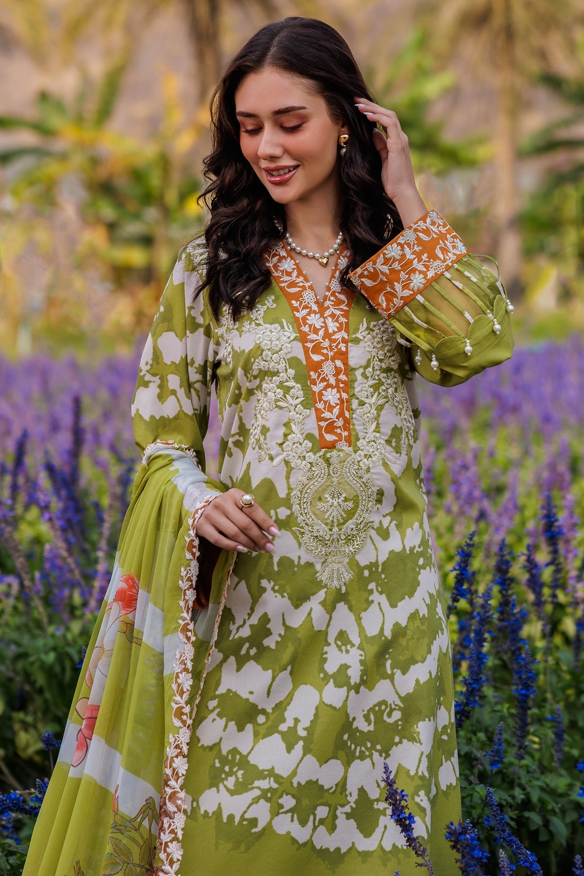 Charizma | Combination 25 | CC5-08-Brand:Charizma-Type:Ladies Clothes-Apple Green-Lawn-House of Maryam- Buy in UK, USA