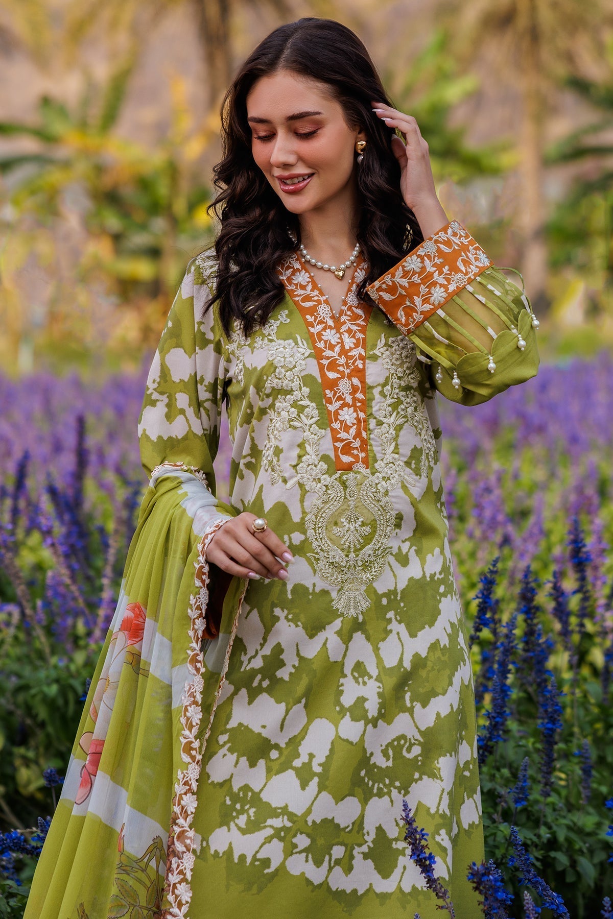 Charizma | Combination 25 | CC5-08-Brand:Charizma-Type:Ladies Clothes-Apple Green-Lawn-House of Maryam- Buy in UK, USA