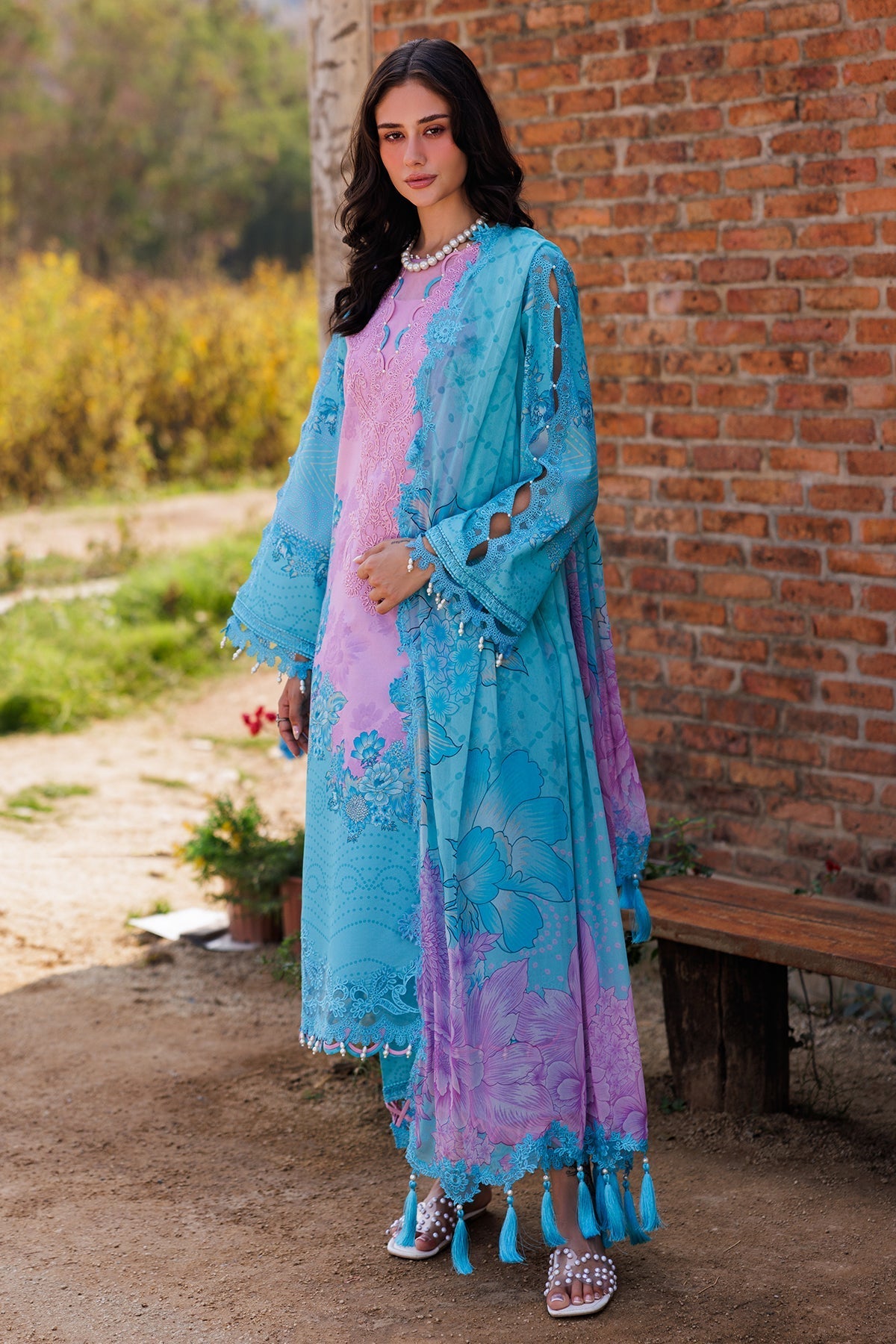 Charizma | Combination 25 | CC5-09-Brand:Charizma-Type:Ladies Clothes-Denium Blue-Lawn-House of Maryam- Buy in UK, USA
