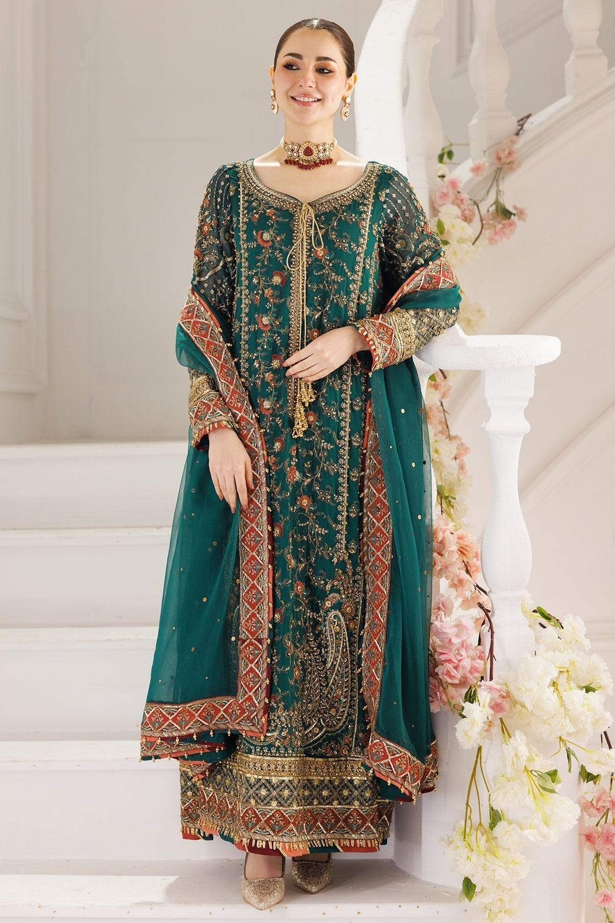 Charizma | Dastaan e Jashaan 25 | DJ5-01-Brand:Charizma-Type:Ladies Clothes-Green-Chiffon-House of Maryam- Buy in UK, USA