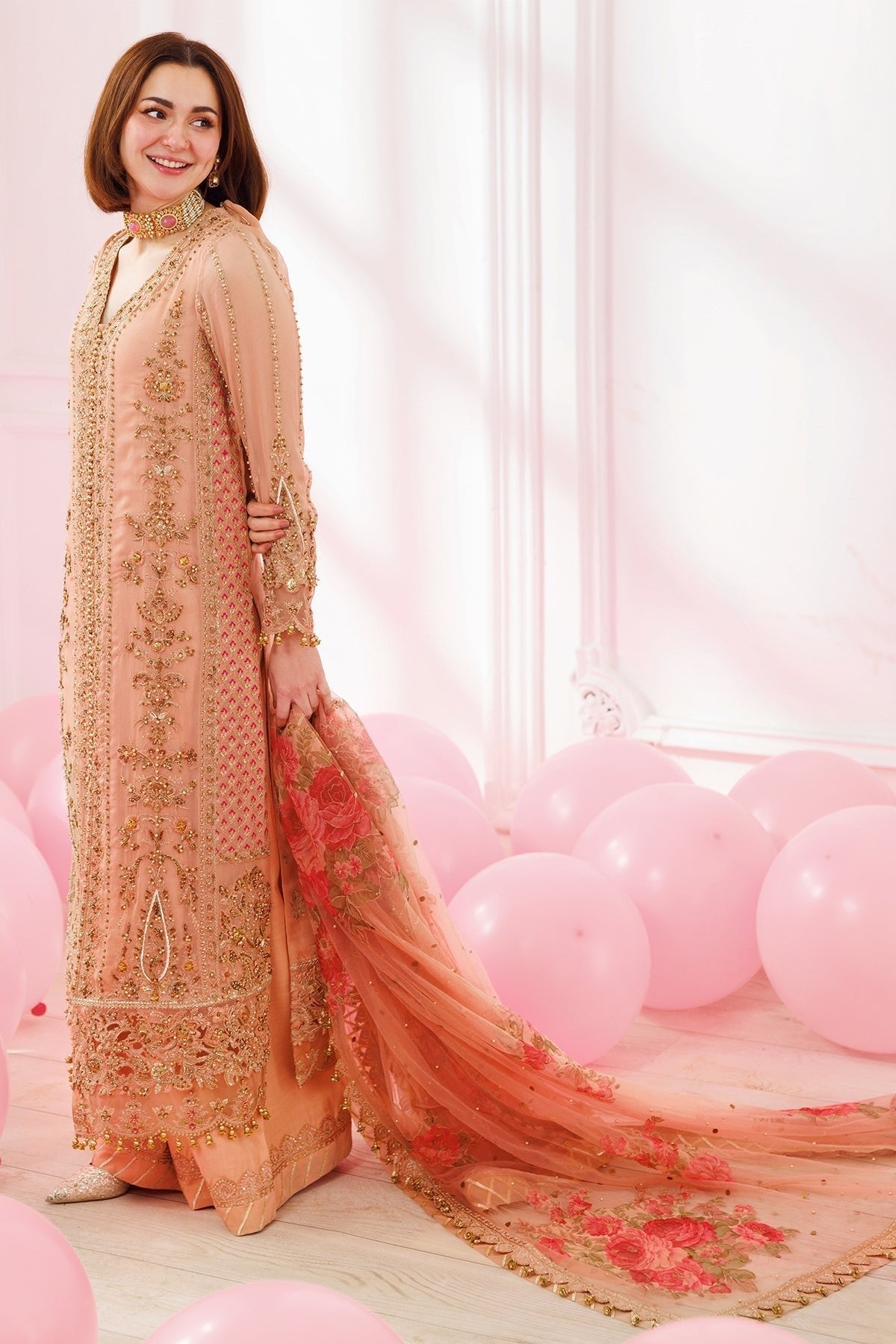 Charizma | Dastaan e Jashaan 25 | DJ5-02-Brand:Charizma-Type:Ladies Clothes-Peach Pink-Chiffon-House of Maryam- Buy in UK, USA