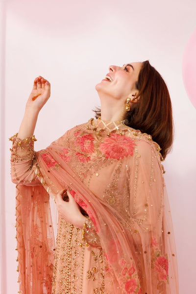 Charizma | Dastaan e Jashaan 25 | DJ5-02-Brand:Charizma-Type:Ladies Clothes-Peach Pink-Chiffon-House of Maryam- Buy in UK, USA
