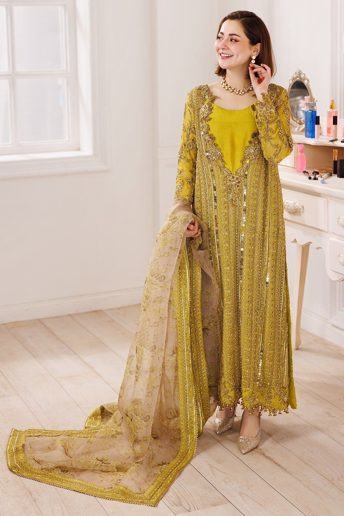 Charizma | Dastaan e Jashaan 25 | DJ5-04-Brand:Charzima-Type:Ladies Clothes-Mustard Yellow-Chiffon-House of Maryam- Buy in UK, USA
