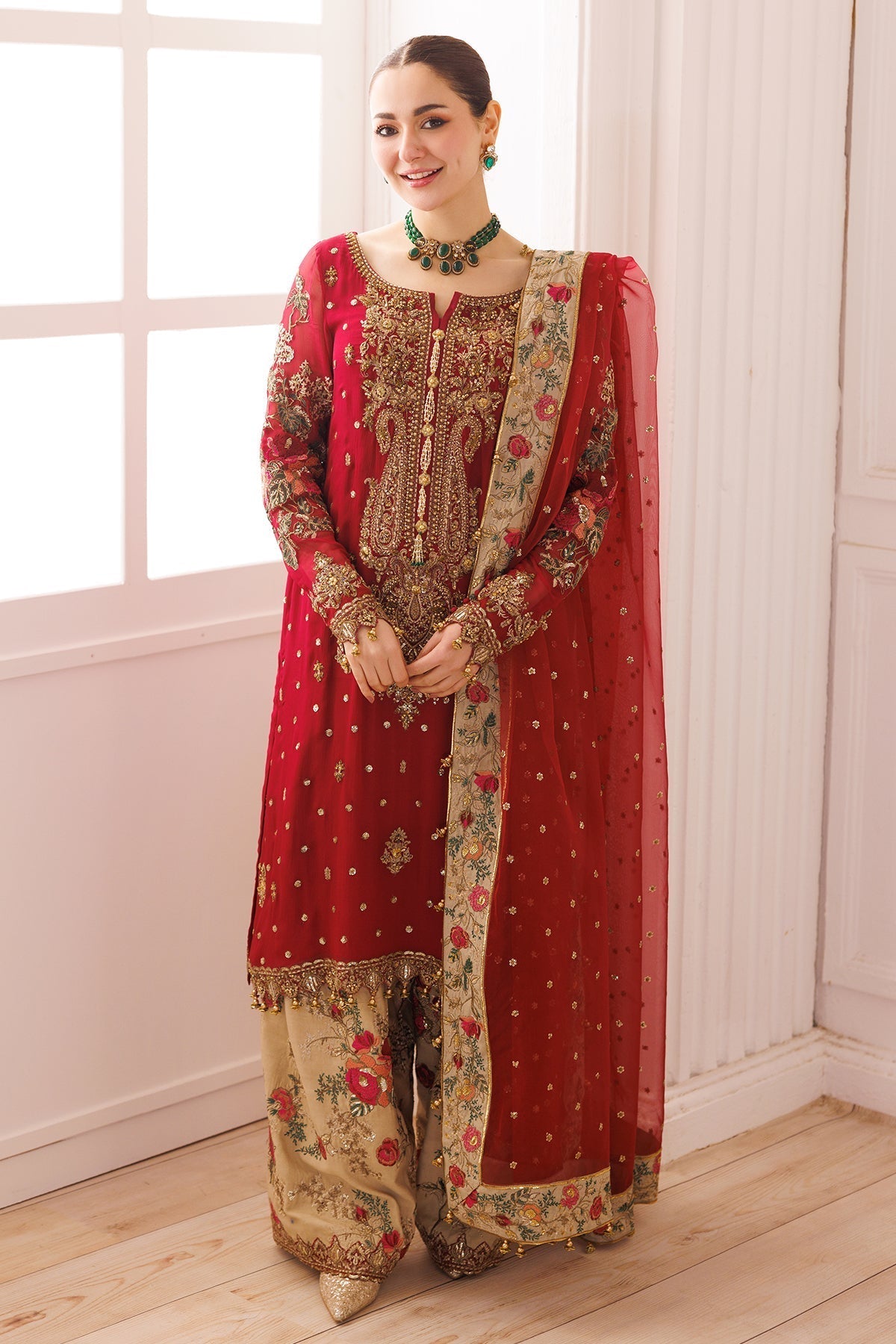 Charizma | Dastaan e Jashaan 25 | DJ5-05-Brand:Charzima-Type:Ladies Clothes-Red-Chiffon-House of Maryam- Buy in UK, USA