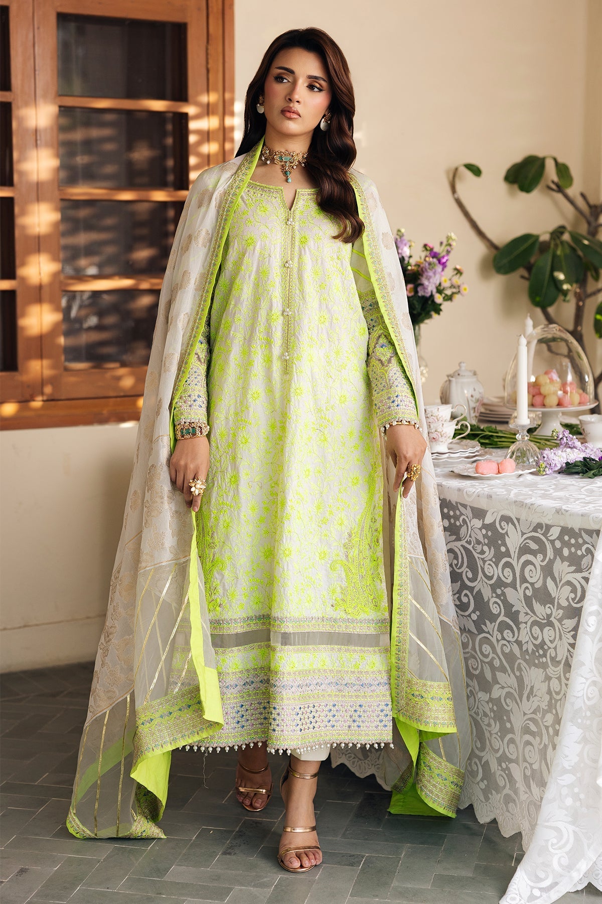 Charizma | Eid Edit 26 | ED6-05-Brand:Charizma-Type:Ladies Clothes-Neon Mint-Lawn-House of Maryam- Buy in UK, USA