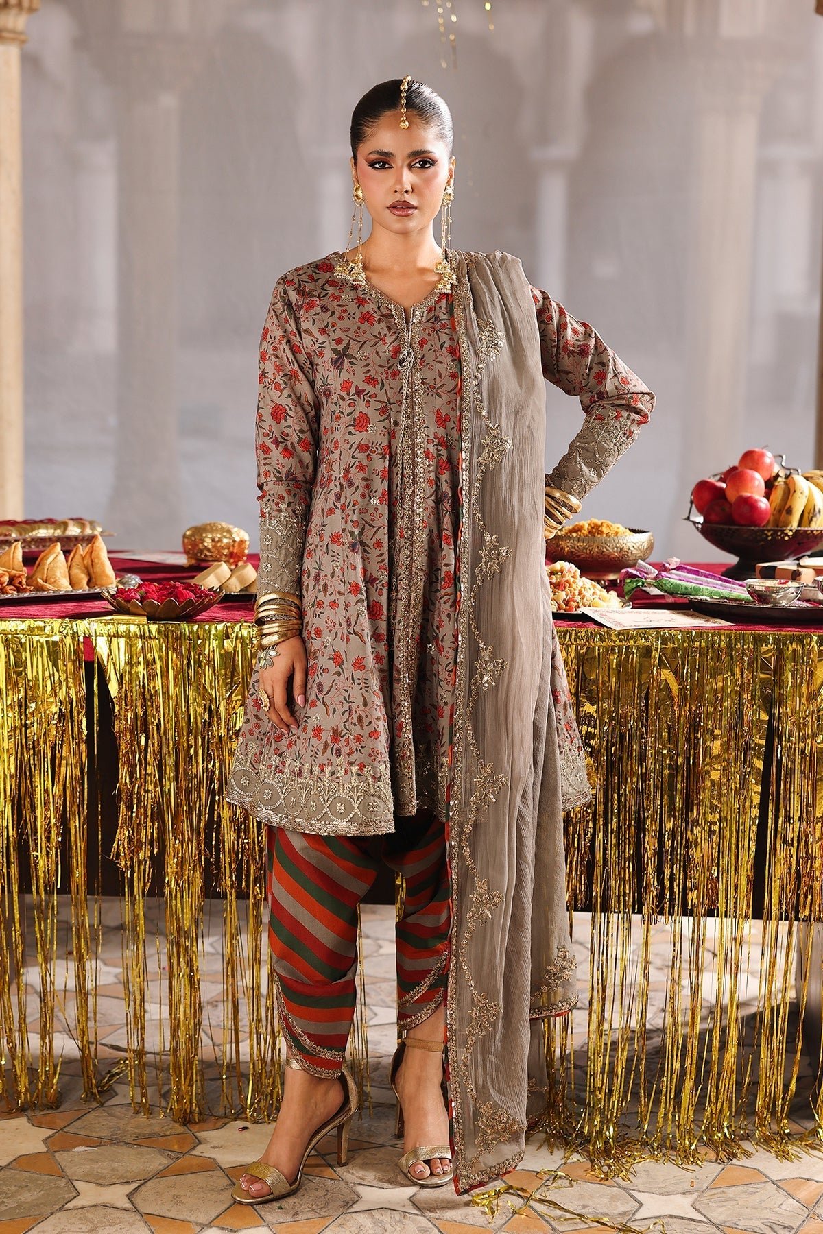 Charizma | Festive Pret | CMA-6-255-Brand:Charizma-Type:Ladies Clothes-Camel-Chiffon-House of Maryam- Buy in UK, USA