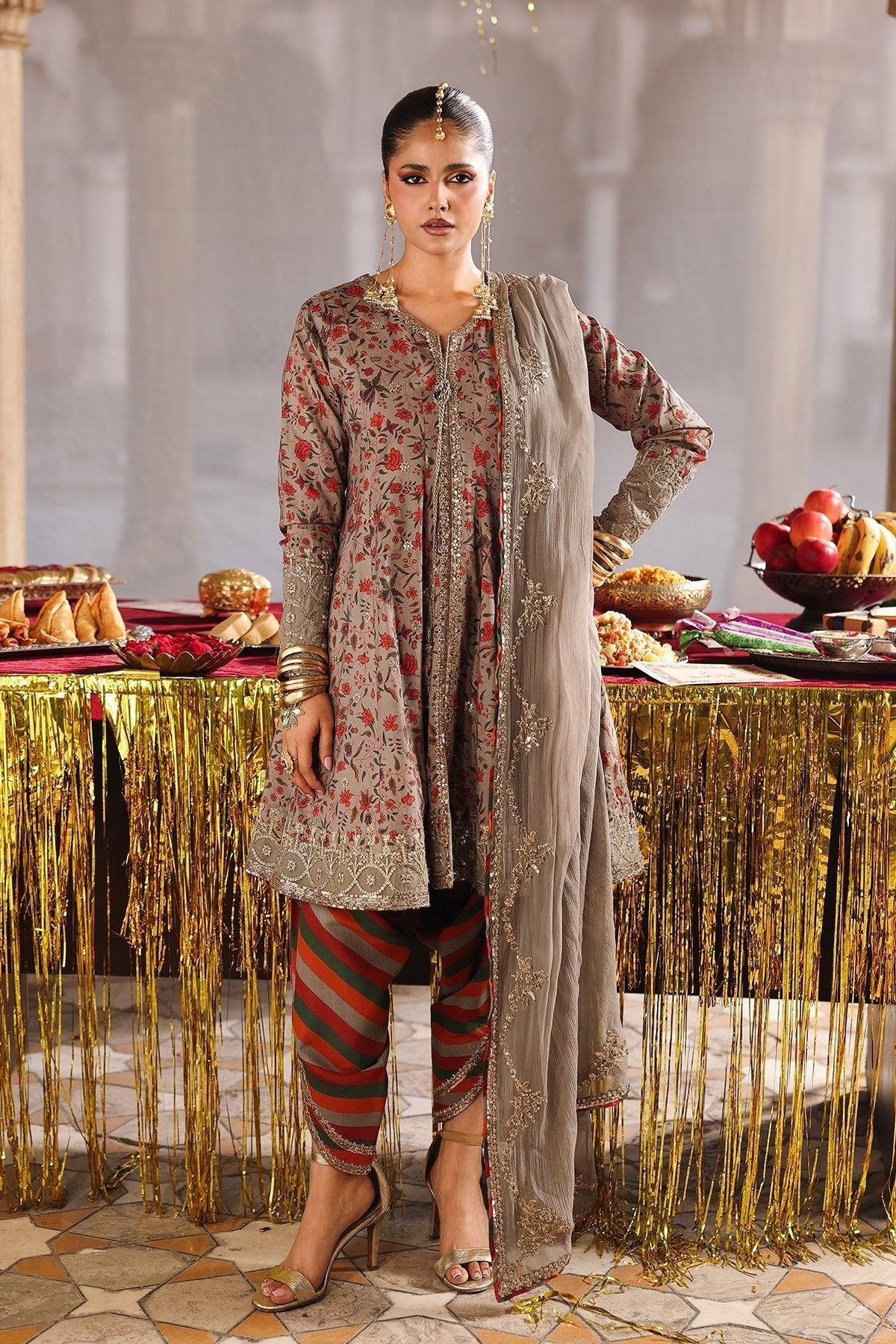 Charizma | Festive Pret | CMA-6-255-Brand:Charizma-Type:Ladies Clothes-Camel-Chiffon-House of Maryam- Buy in UK, USA
