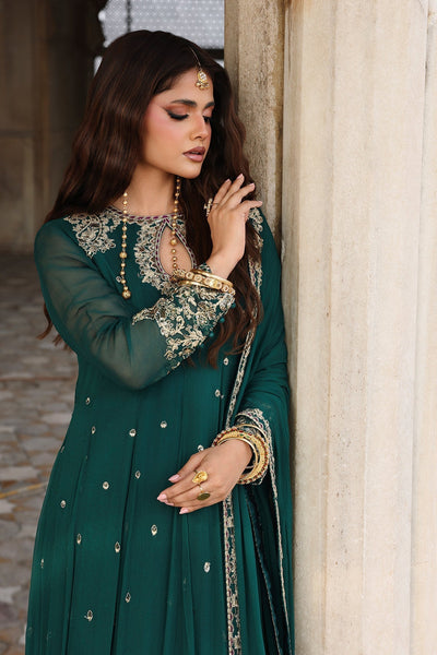 Charizma | Festive Pret | CMA-6-305-Brand:Charizma-Type:Ladies Clothes-Deep Emerald-Chiffon-House of Maryam- Buy in UK, USA