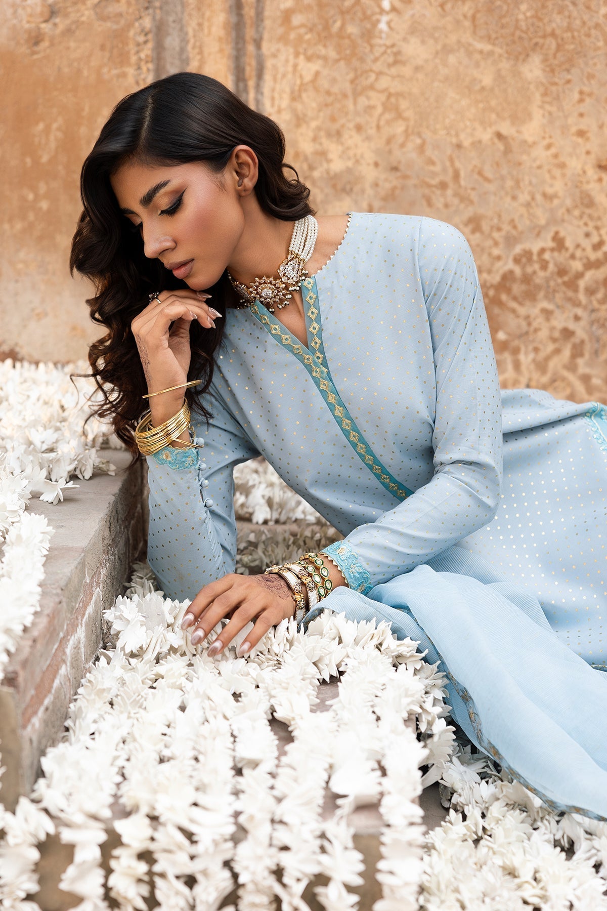 Charizma | Festive Pret | CMA-6-336-Brand:Charizma-Type:Ladies Clothes-Powder Blue-Raw Silk-House of Maryam- Buy in UK, USA