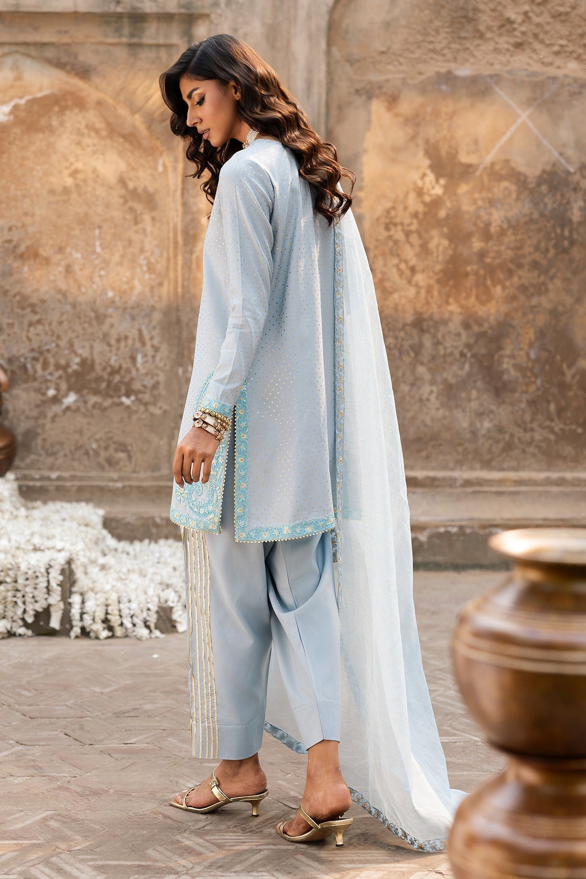 Charizma | Festive Pret | CMA-6-336-Brand:Charizma-Type:Ladies Clothes-Powder Blue-Raw Silk-House of Maryam- Buy in UK, USA