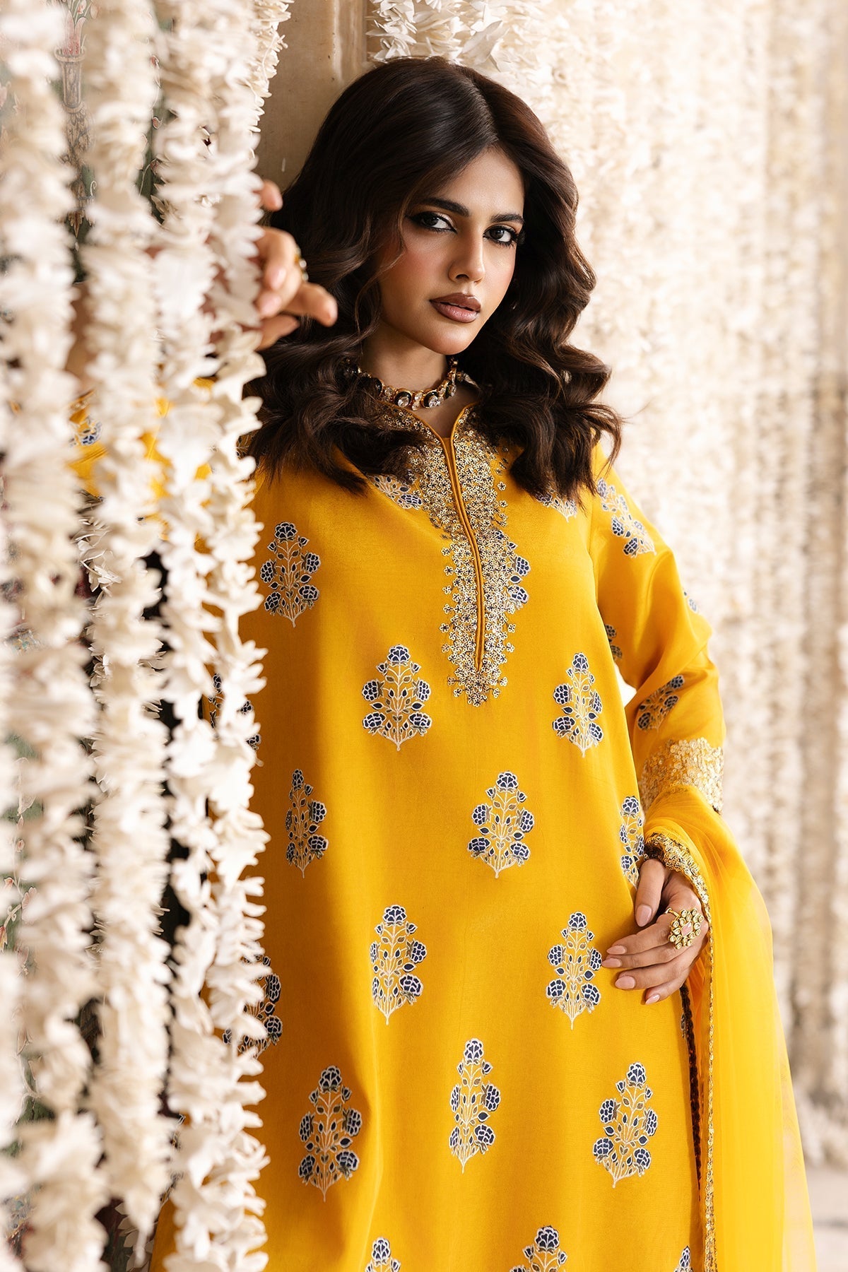 Charizma | Festive Pret | CMA-6-339-Brand:Charizma-Type:Ladies Clothes-Mustard Yellow-Raw Silk-House of Maryam- Buy in UK, USA