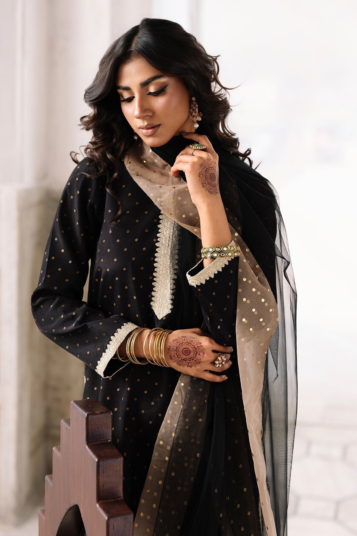 Charizma | Festive Pret | CMA-6-351-Brand:Charizma-Type:Ladies Clothes-Black-Raw Silk-House of Maryam- Buy in UK, USA
