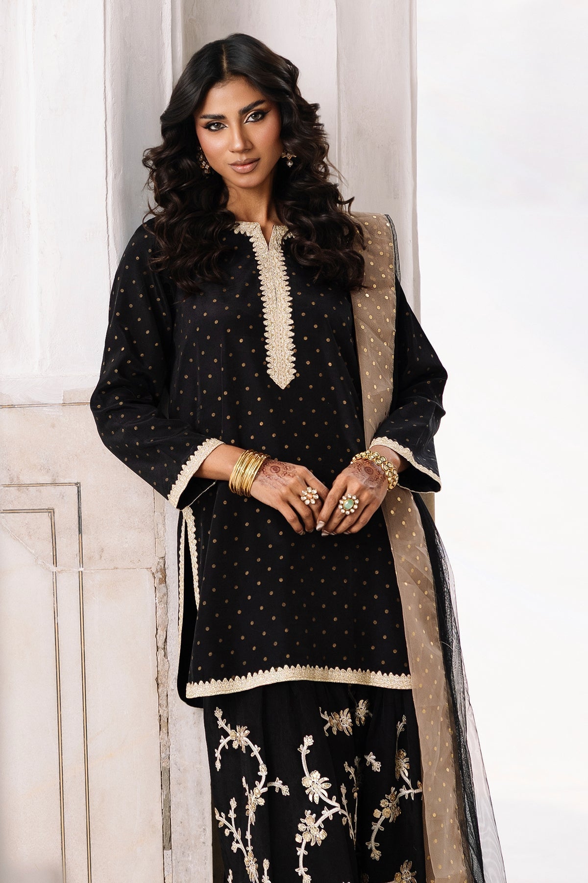 Charizma | Festive Pret | CMA-6-351-Brand:Charizma-Type:Ladies Clothes-Black-Raw Silk-House of Maryam- Buy in UK, USA