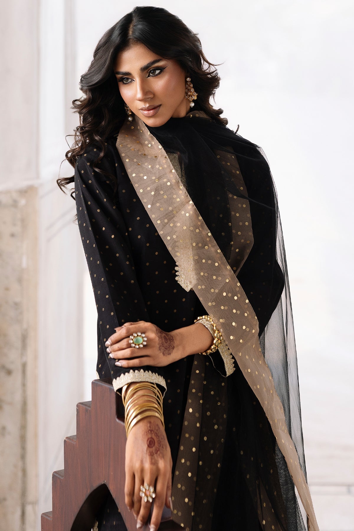 Charizma | Festive Pret | CMA-6-351-Brand:Charizma-Type:Ladies Clothes-Black-Raw Silk-House of Maryam- Buy in UK, USA