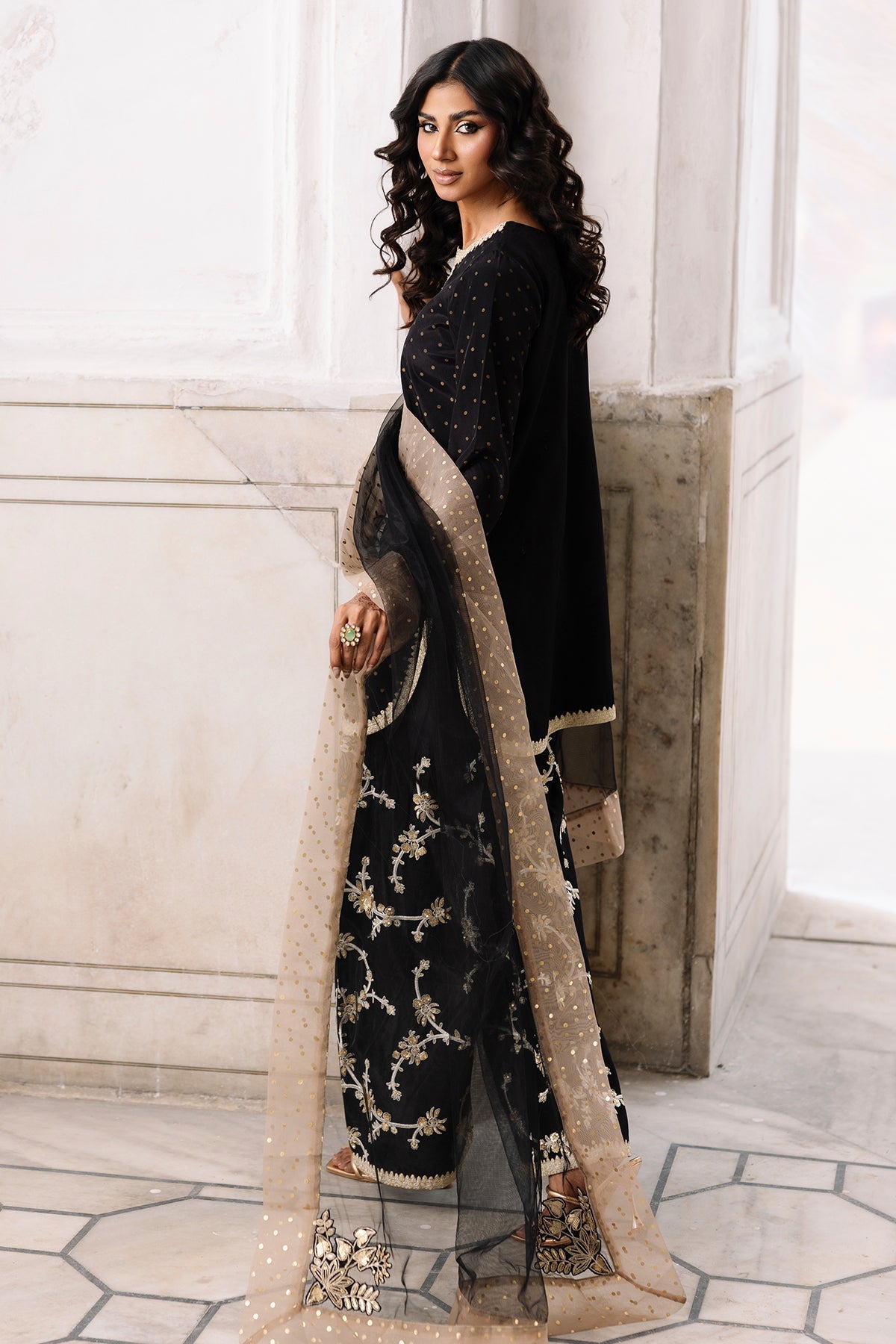 Charizma | Festive Pret | CMA-6-351-Brand:Charizma-Type:Ladies Clothes-Black-Raw Silk-House of Maryam- Buy in UK, USA