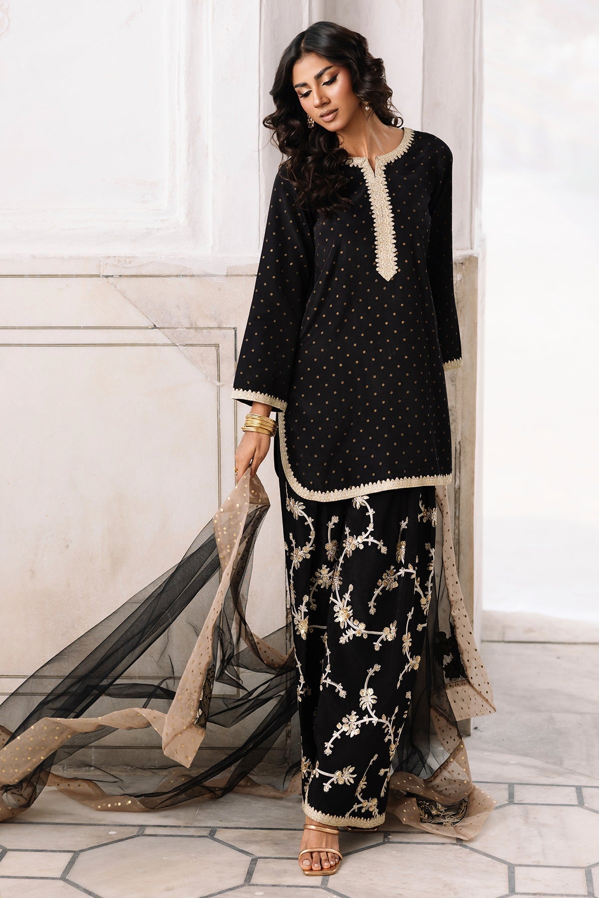 Charizma | Festive Pret | CMA-6-351-Brand:Charizma-Type:Ladies Clothes-Black-Raw Silk-House of Maryam- Buy in UK, USA
