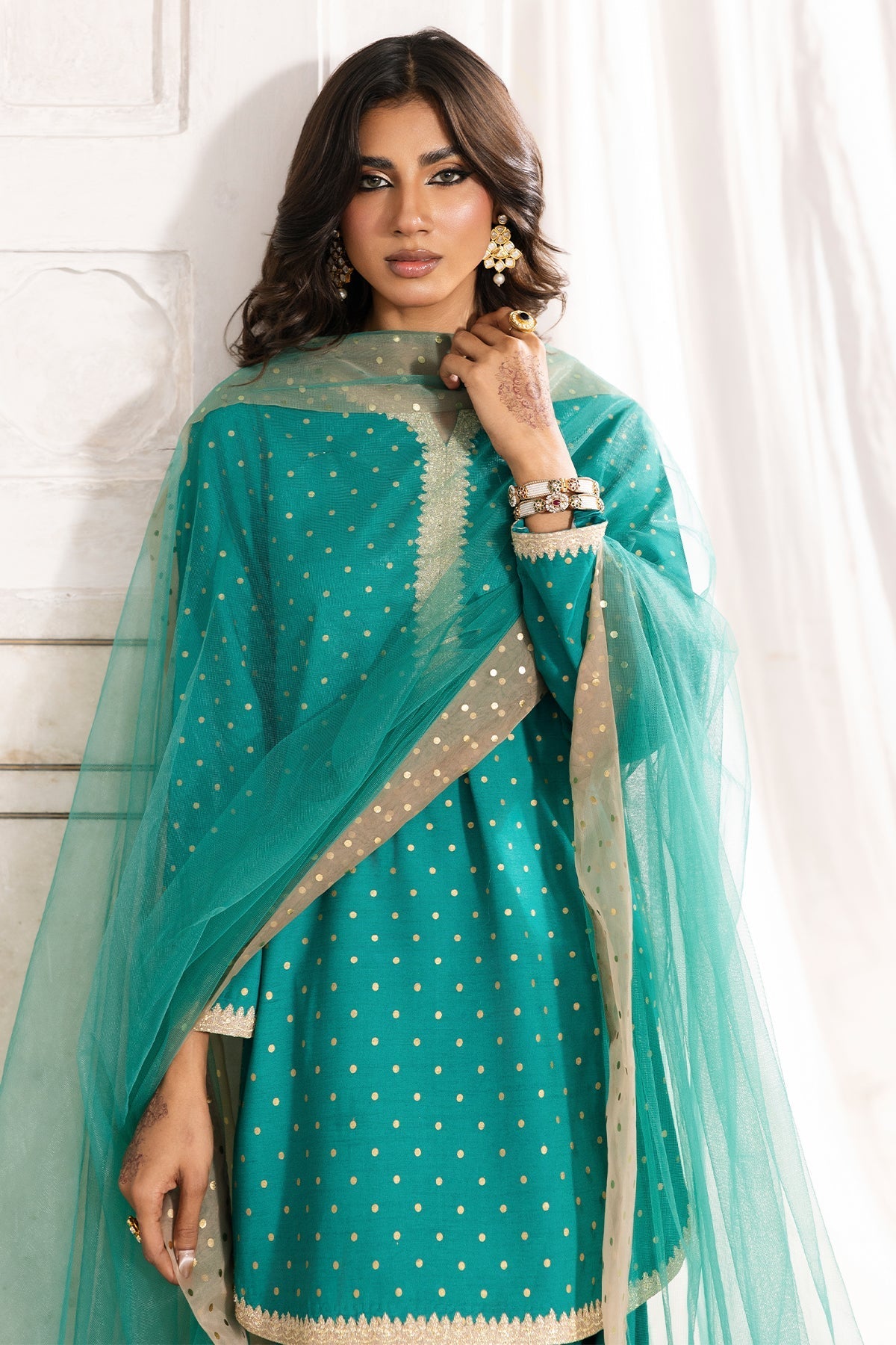 Charizma | Festive Pret | CMA-6-352-Brand:Charizma-Type:Ladies Clothes-Emerald Green-Raw Silk-House of Maryam- Buy in UK, USA