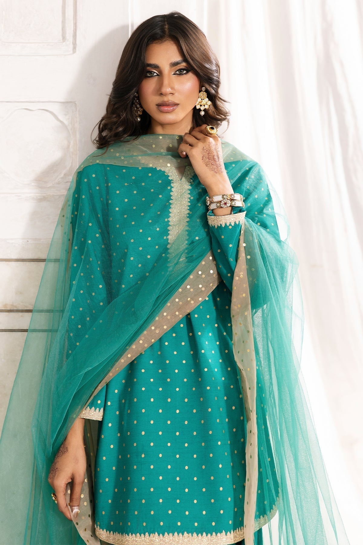 Charizma | Festive Pret | CMA-6-352-Brand:Charizma-Type:Ladies Clothes-Emerald Green-Raw Silk-House of Maryam- Buy in UK, USA