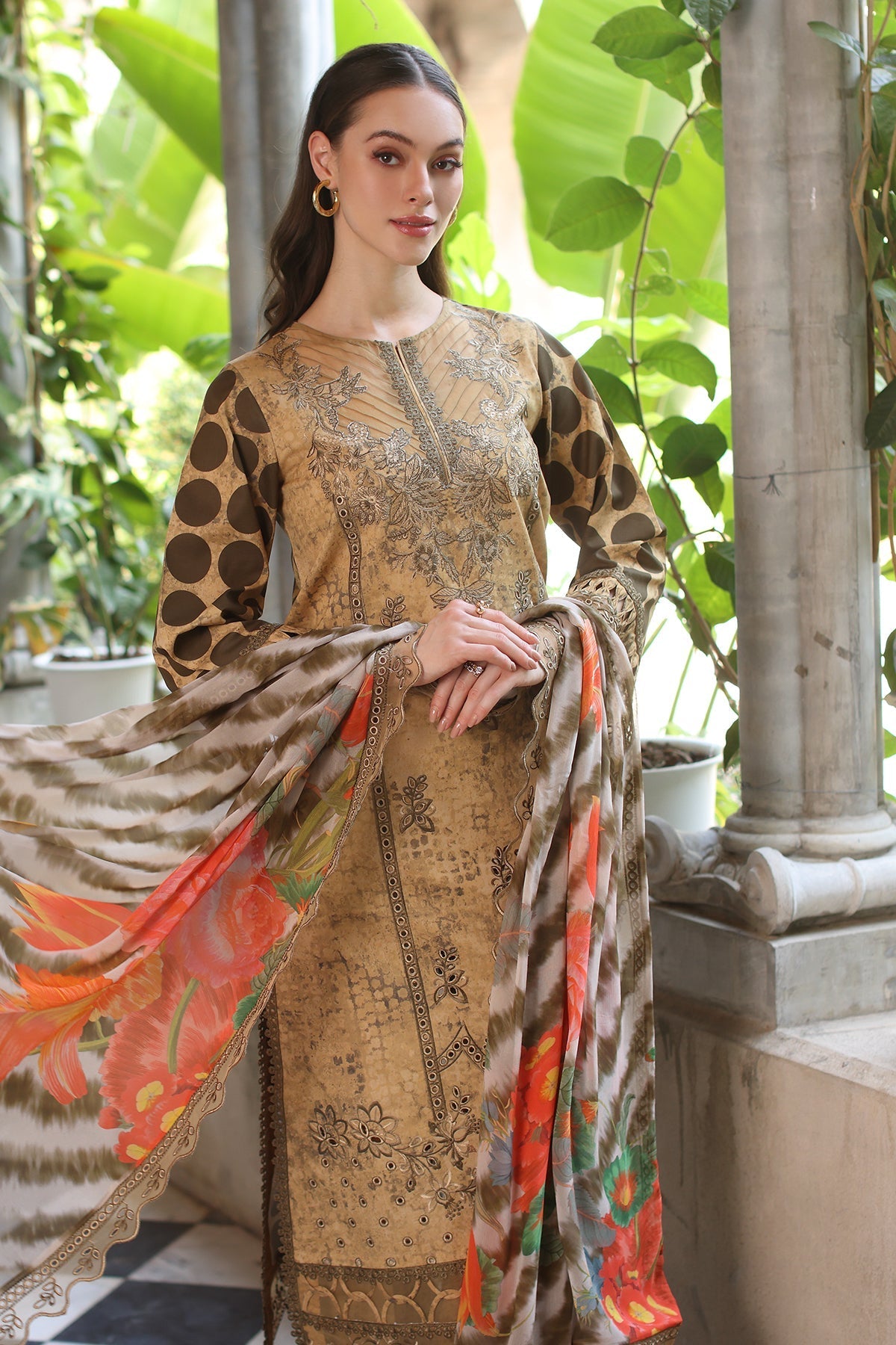 Charizma | Miraas Lawn |CMR5-05-Brand:Charizma-Type:Ladies Clothes-Caramel-Lawn-House of Maryam- Buy in UK, USA